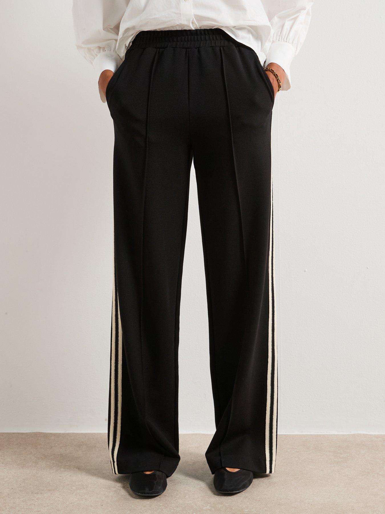 undefined Tape Side Wide Leg Trouser - Black