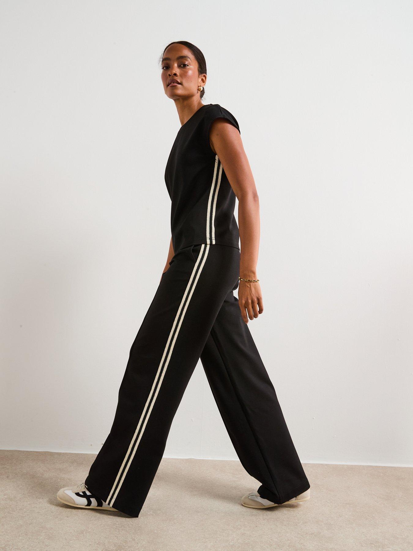 Image 3 of 6 of V by Very Tape Side Wide Leg Trouser - Black
