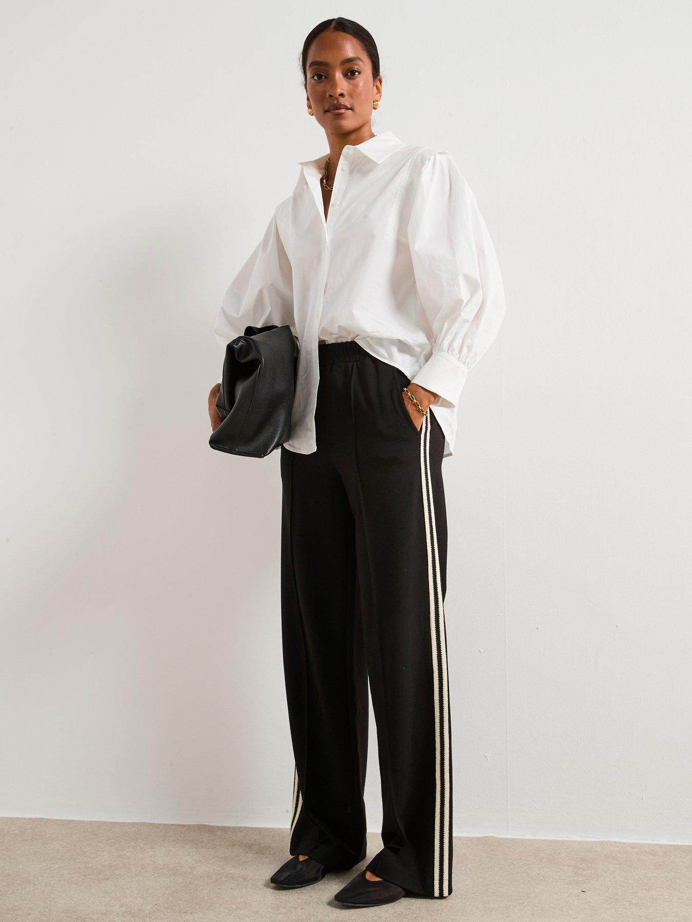 Image 5 of 6 of V by Very Tape Side Wide Leg Trouser - Black