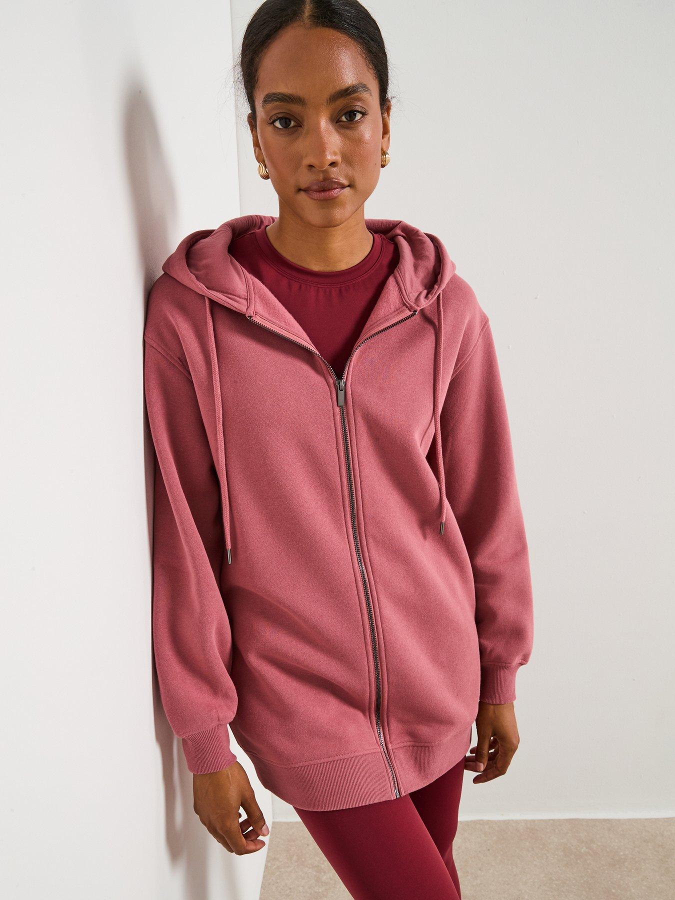 undefined Longline Zip Hoodie - Pink