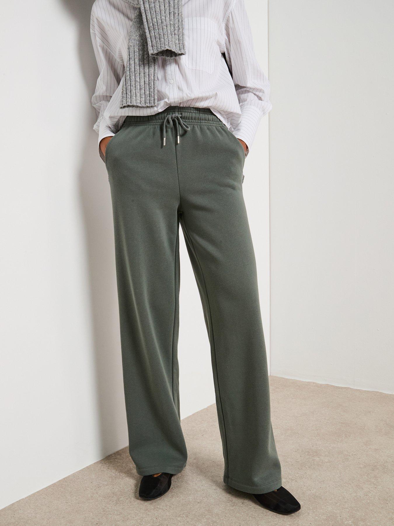 undefined Wide Leg Joggers - Green
