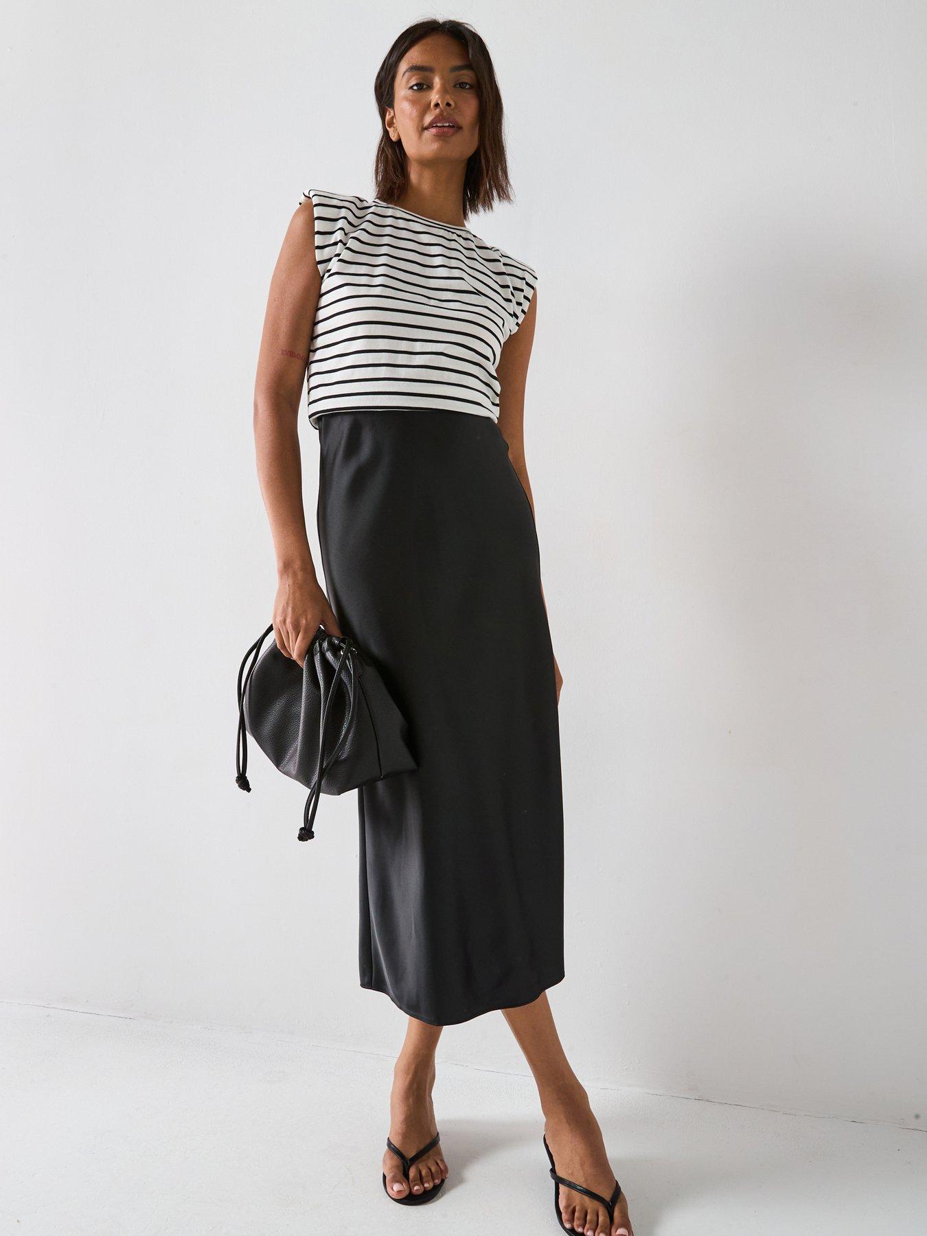 undefined Woven Satin Hem Dress