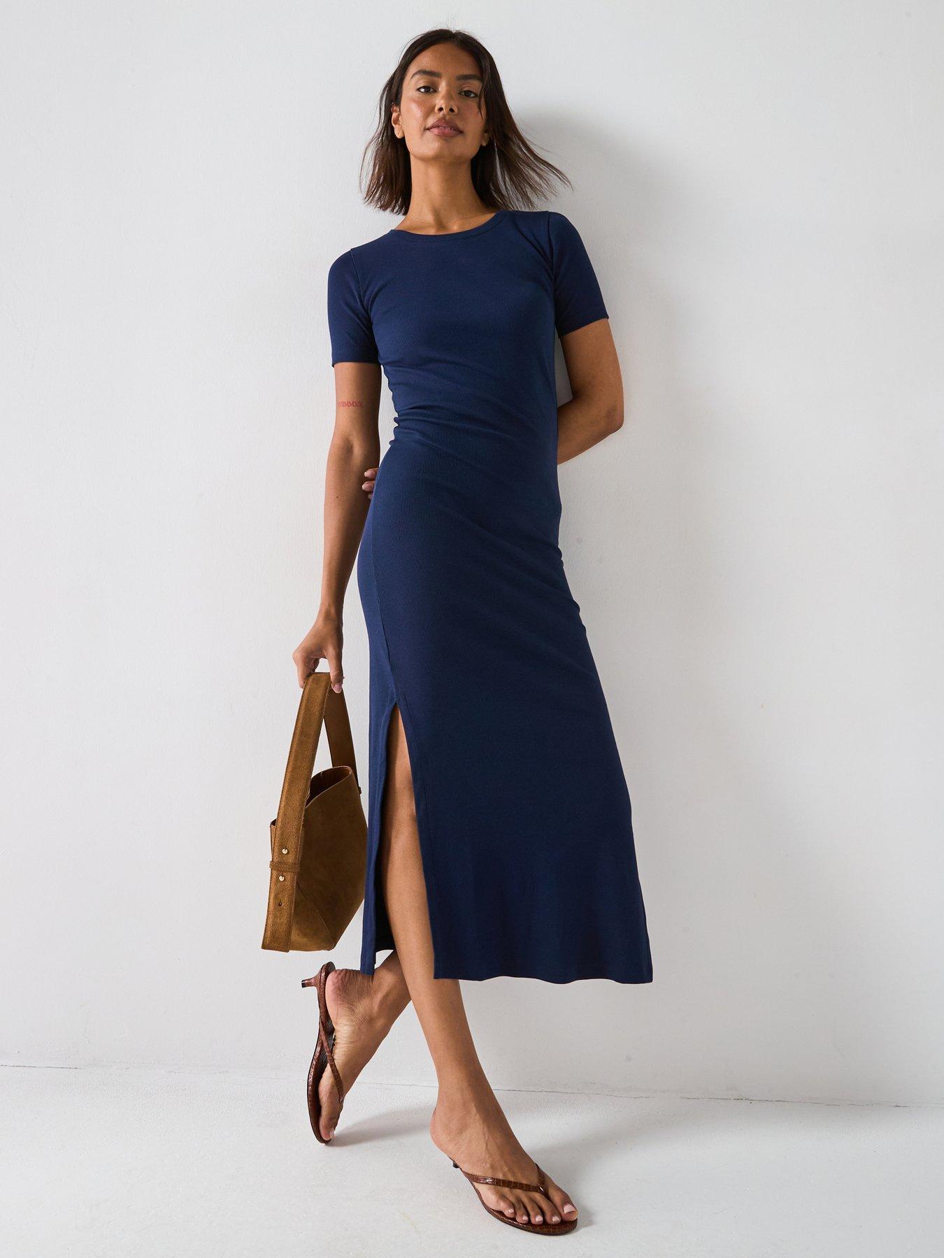 undefined Rib Tee Dress - Navy