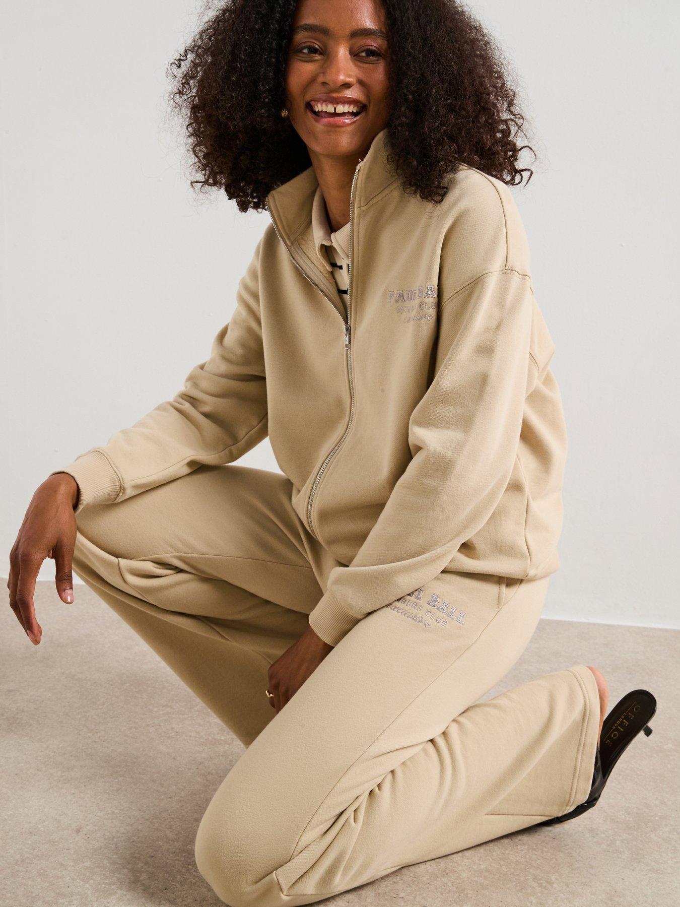 Image 4 of 6 of V by Very Wide Leg Joggers Co Ord - Cream