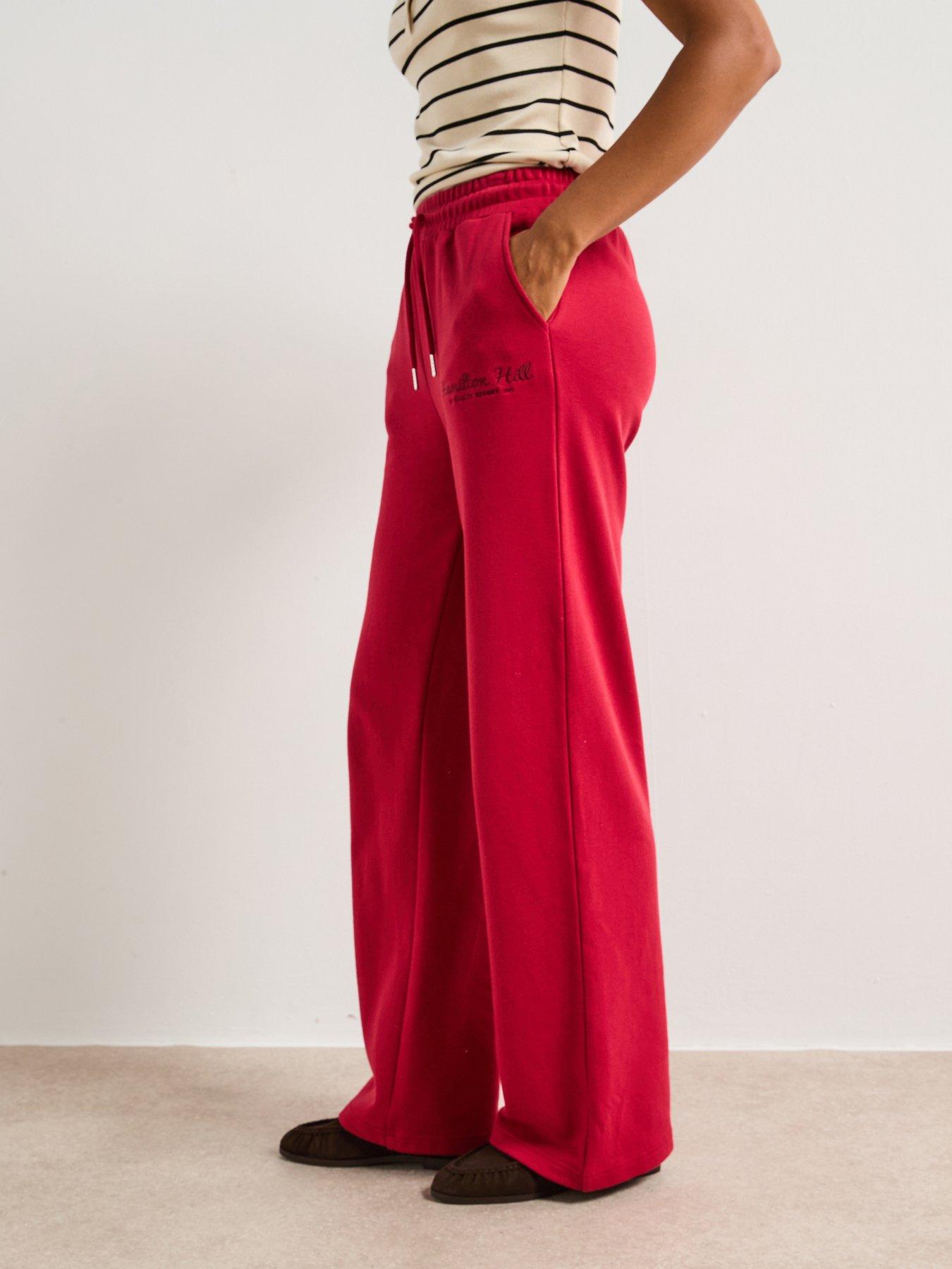 undefined Wide Leg Joggers Co Ord - Red