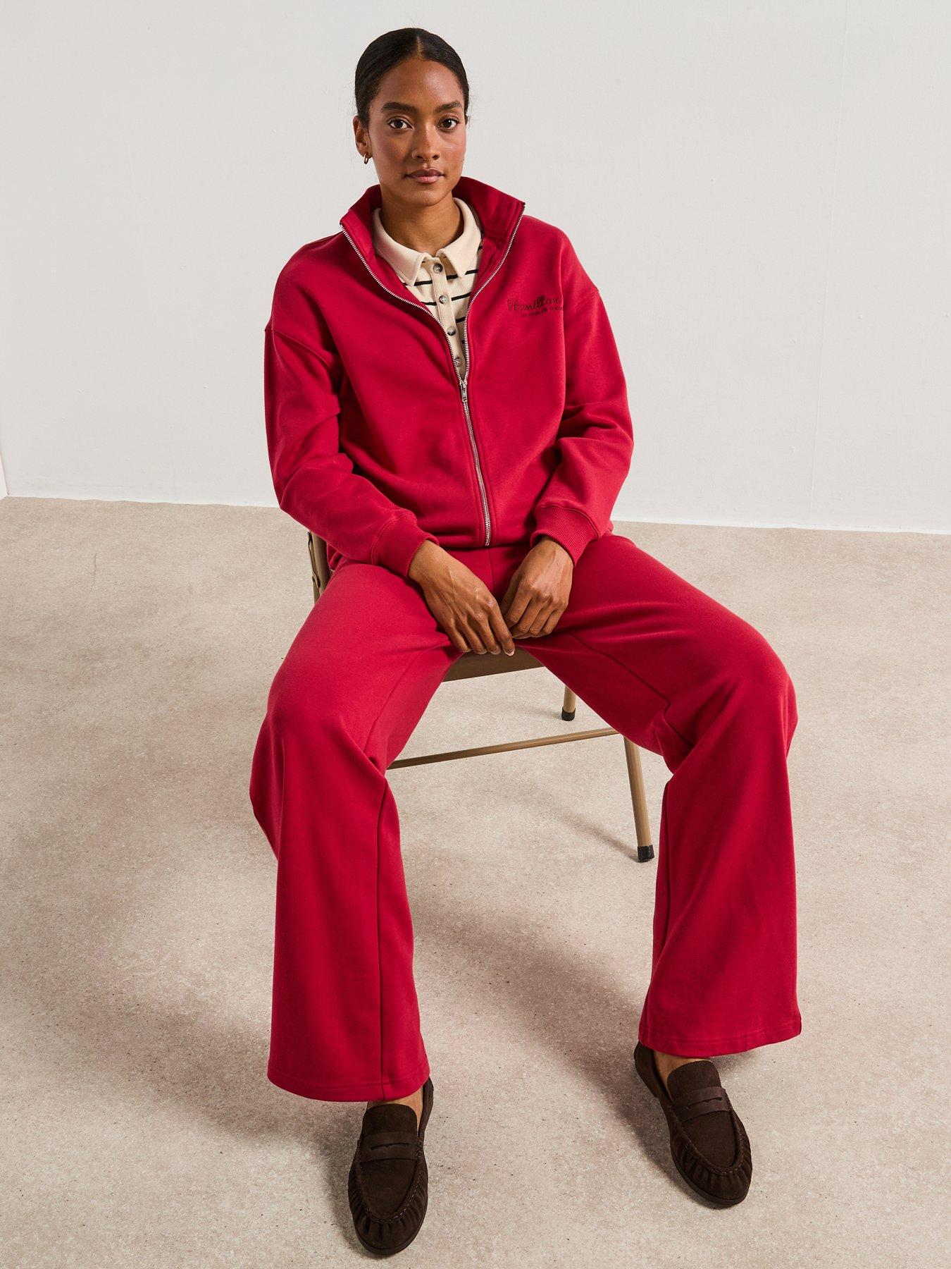 Image 6 of 6 of V by Very Wide Leg Joggers Co Ord - Red