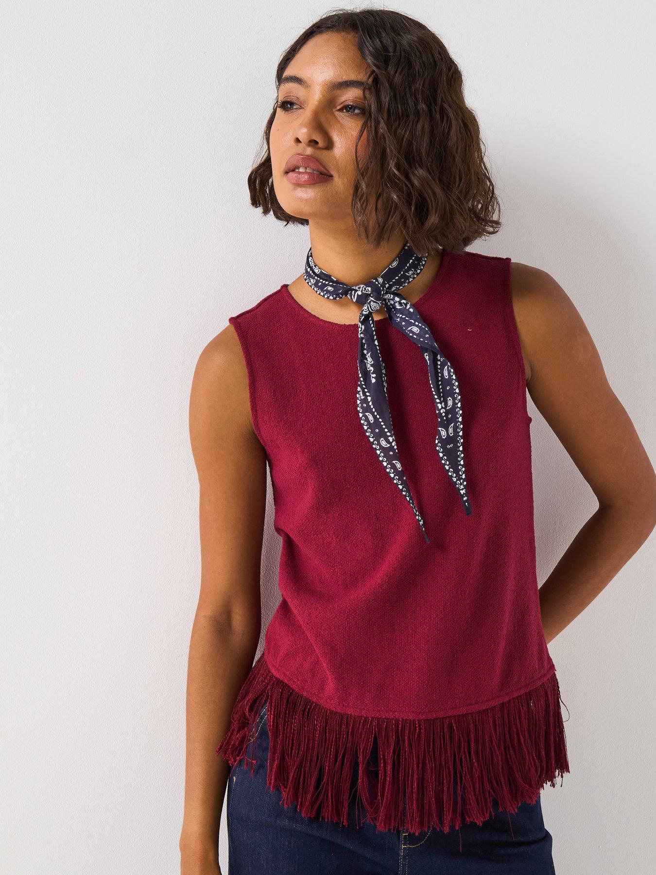 undefined Fringe Hem Vest - Purple