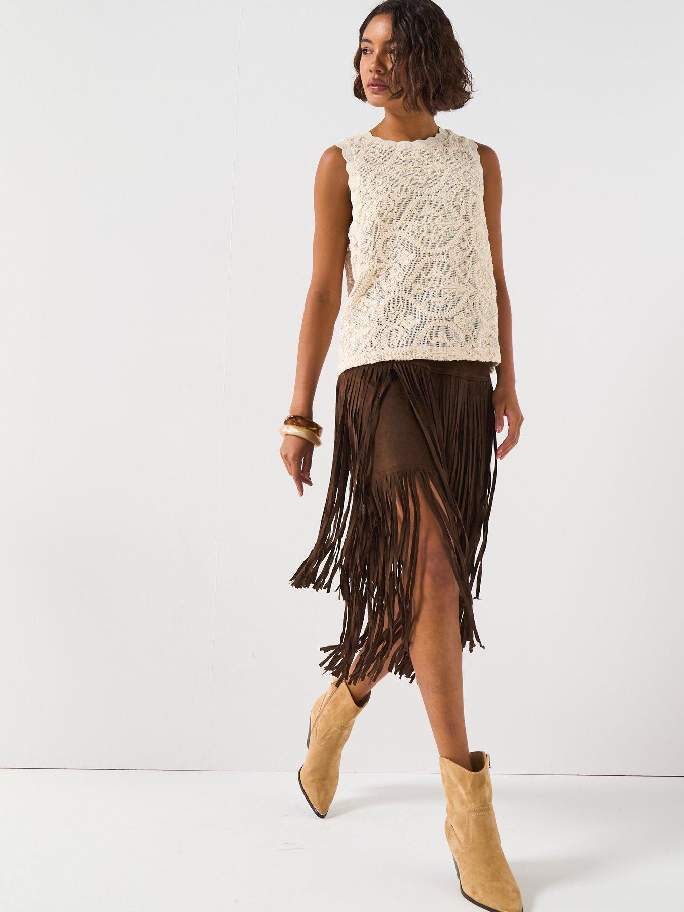 Image 3 of 6 of V by Very Allover Crochet Vest - Cream