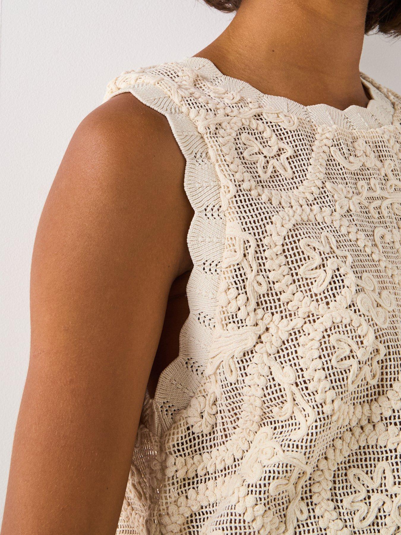 Image 4 of 6 of V by Very Allover Crochet Vest - Cream