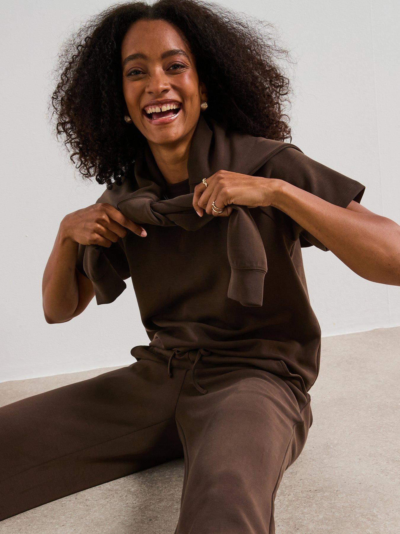 V by Very Modal Mix T-Shirt - Brown