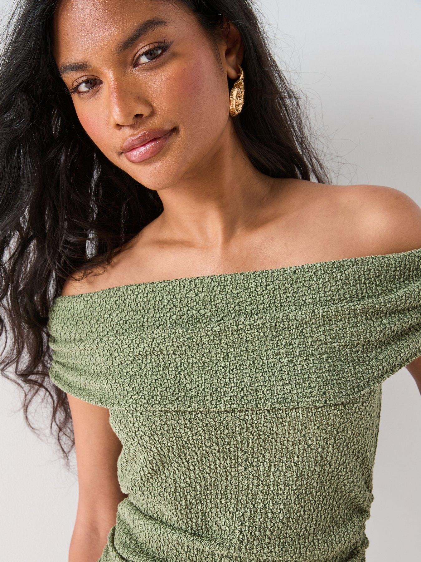 Image 5 of 6 of V by Very Texture Bardot Co Ord - Green
