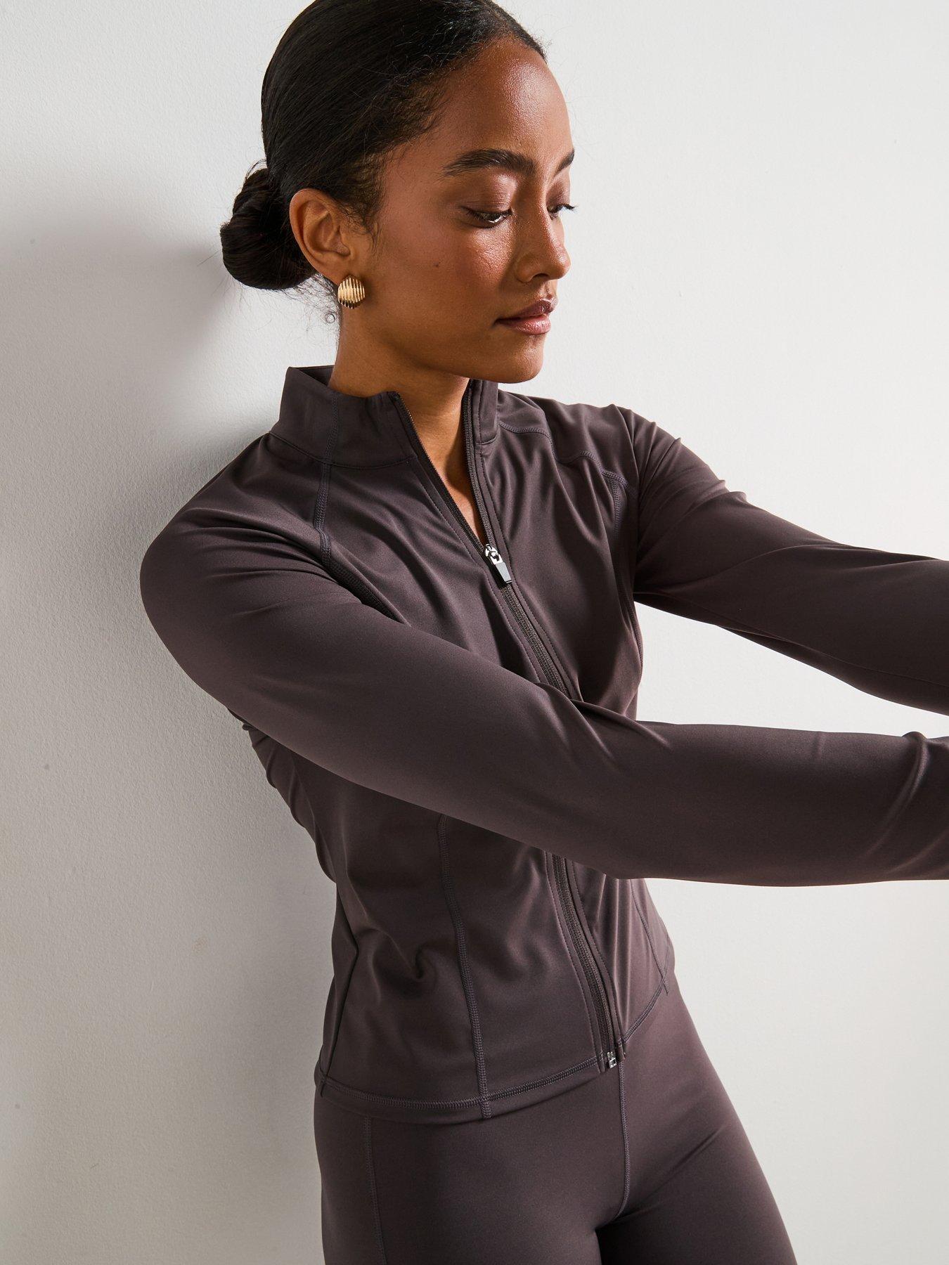 undefined Zip Through Althleisure Jacket - Brown