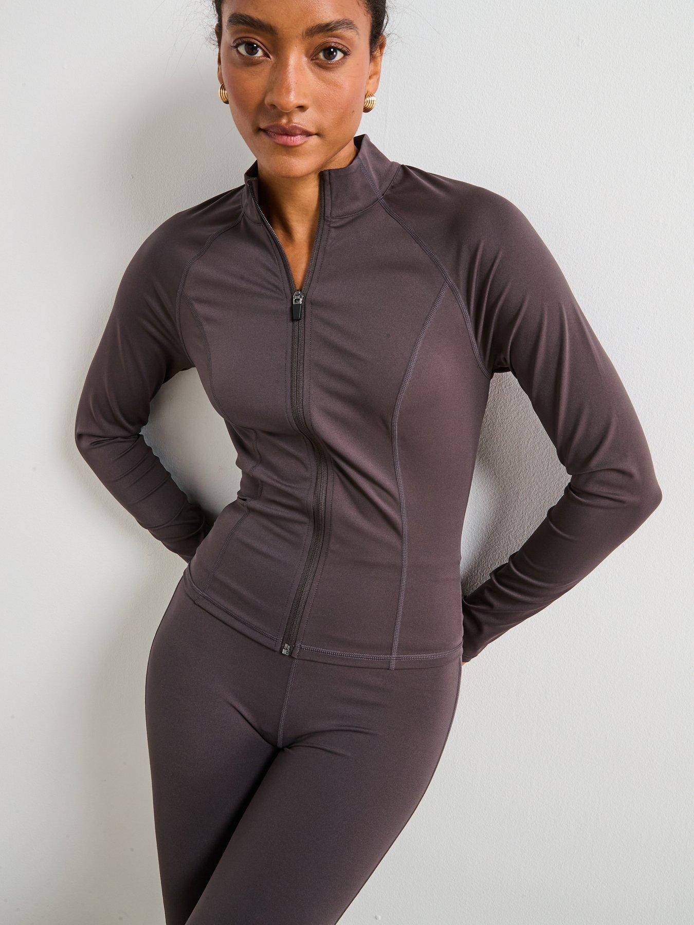 V by Very Zip Through Athleisure Jacket - Brown