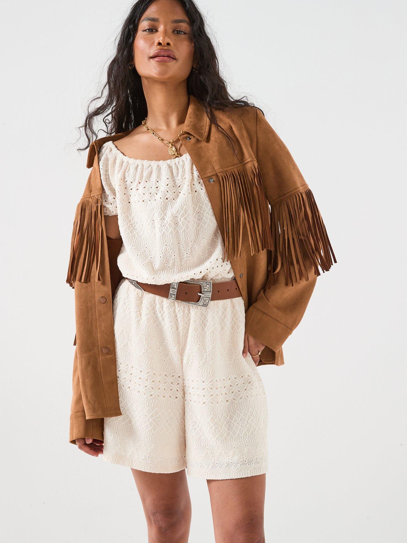 undefined Bardot Broderie Jersey Playsuit - Cream
