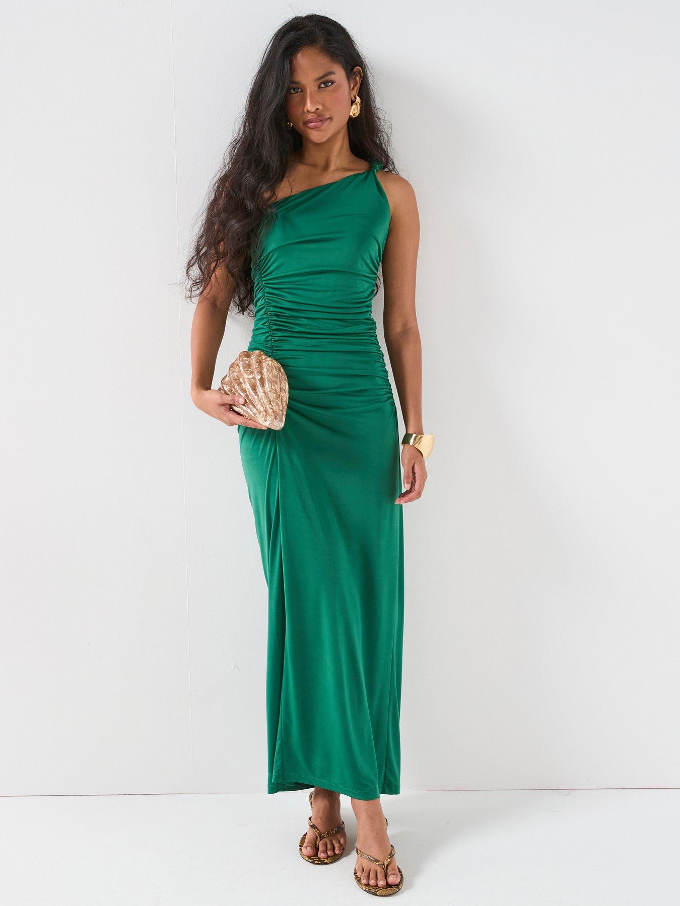 undefined Draped Twist Shoulder Dress