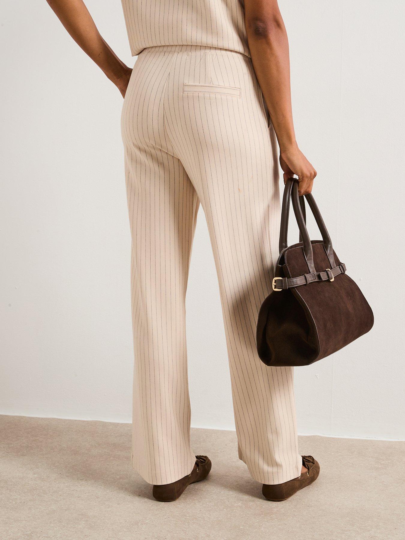 Image 2 of 6 of V by Very Pinstripe Wide Leg Trousers - Cream