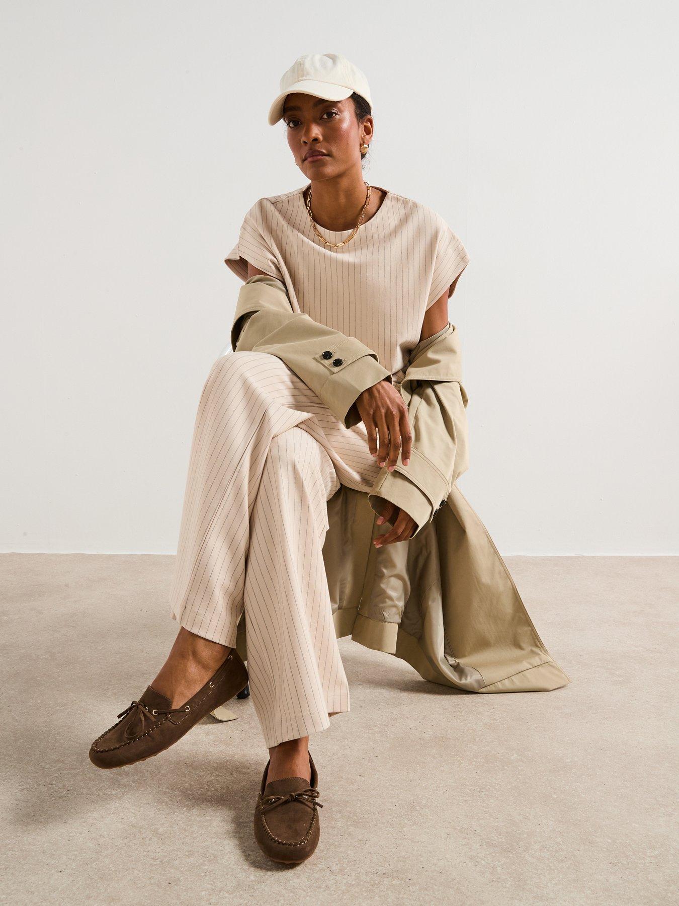 Image 6 of 6 of V by Very Pinstripe Wide Leg Trousers - Cream