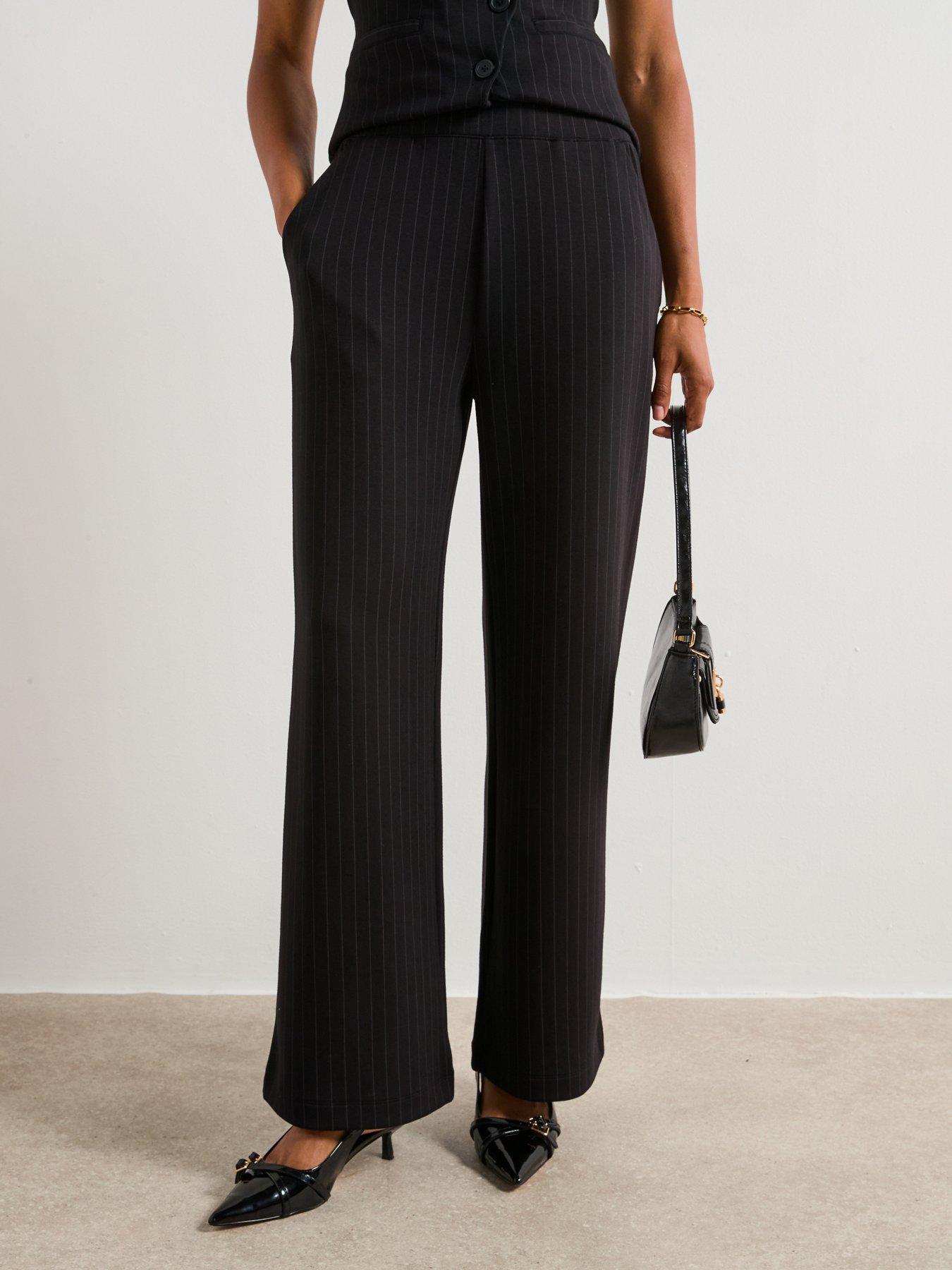 V by Very Pinstripe Trousers - Black