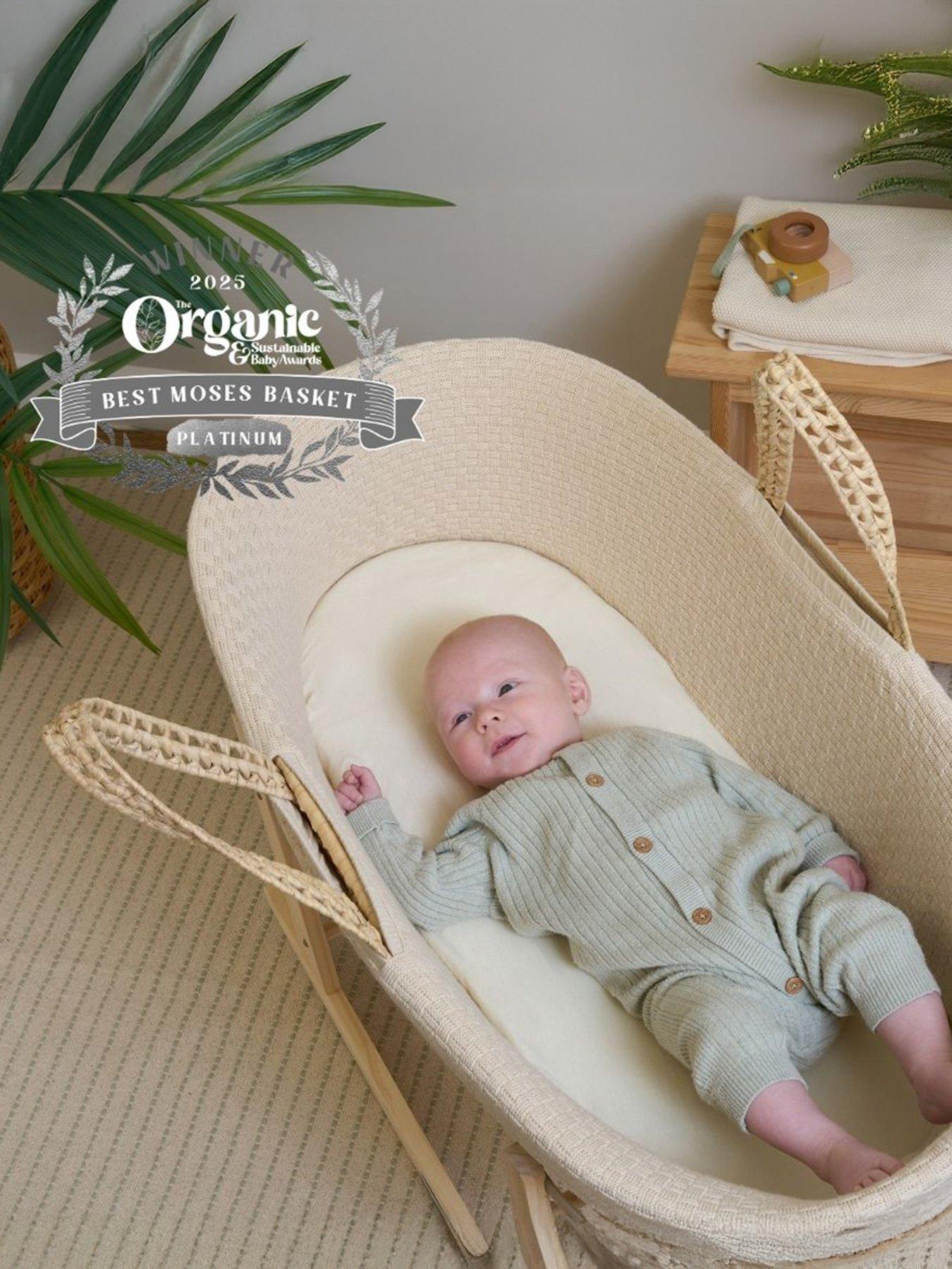Image 1 of 6 of Clair De Lune Moses Basket Knitted - Cream - Basket Only