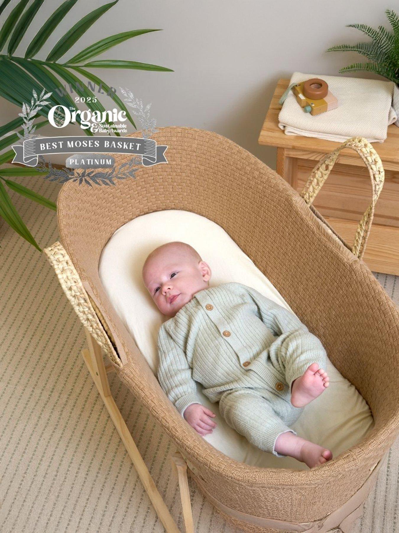 Clair De Lune Moses Basket Knitted - Biscuit - Basket Only