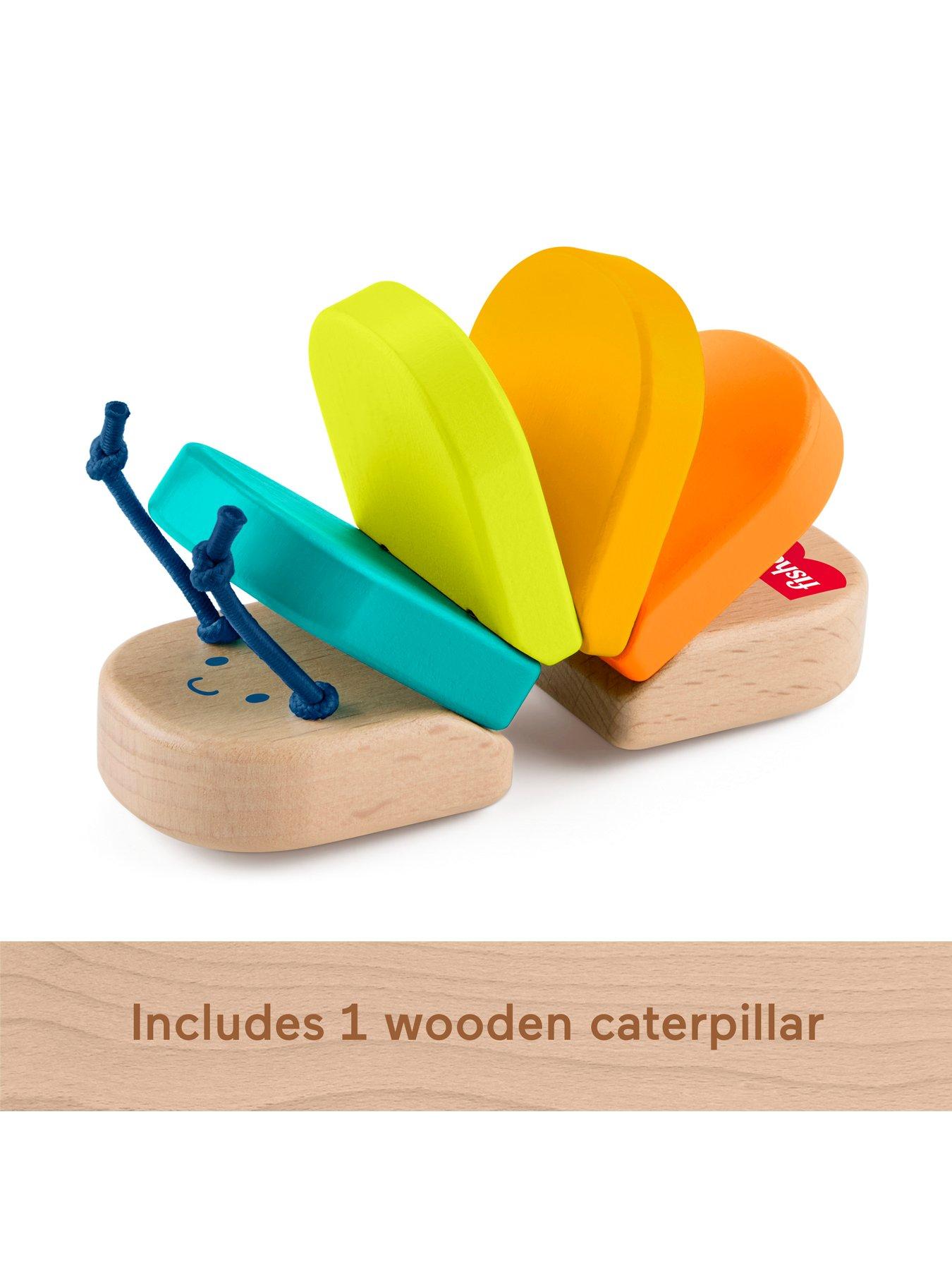 Image 4 of 7 of Fisher-Price Wooden Clacker Caterpillar Developmental Activity Rattle Toy for Baby
