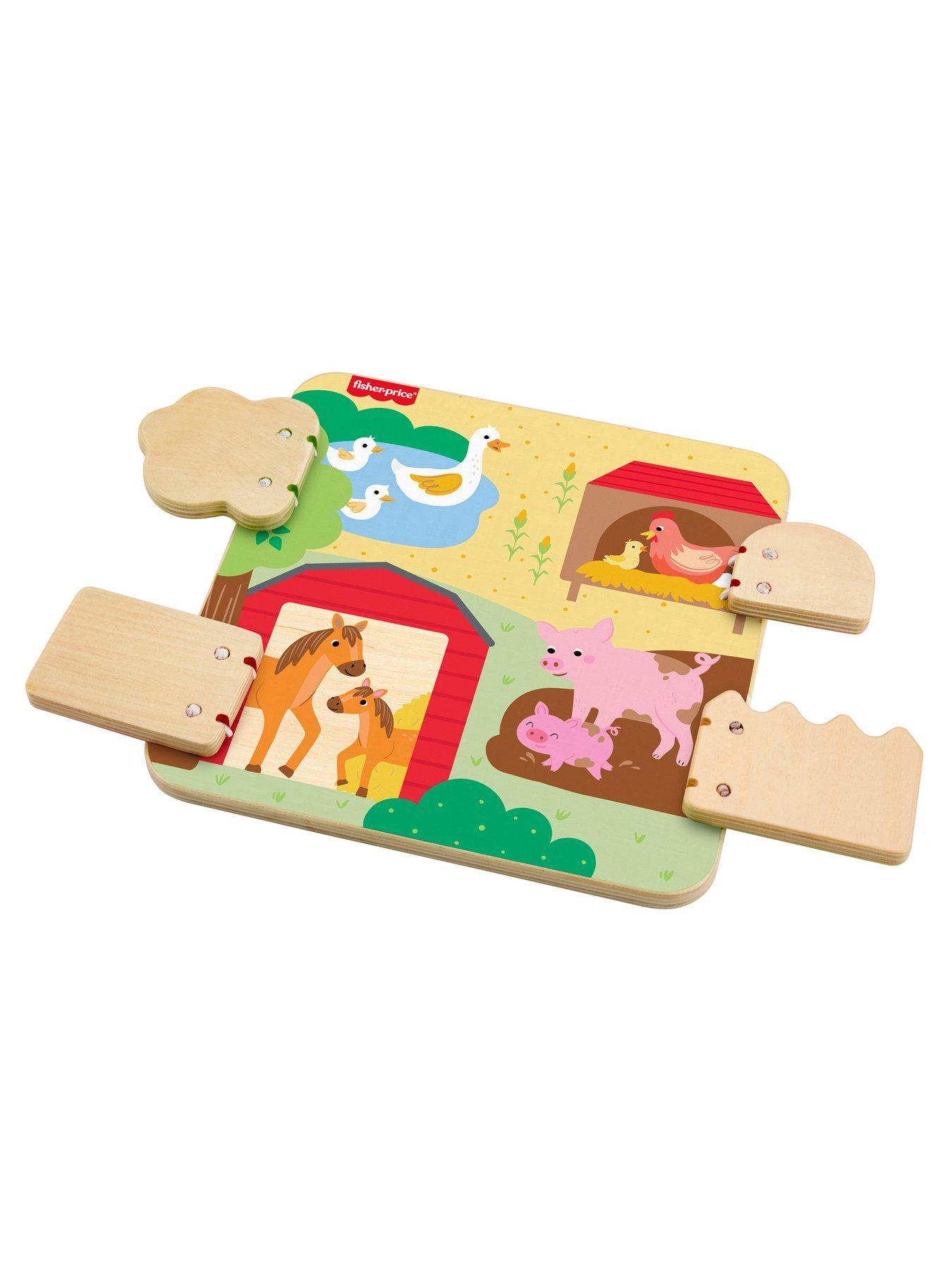 Image 5 of 7 of Fisher-Price Wooden Farm Animal Board Busy Activity Toy for Baby &amp; Toddler