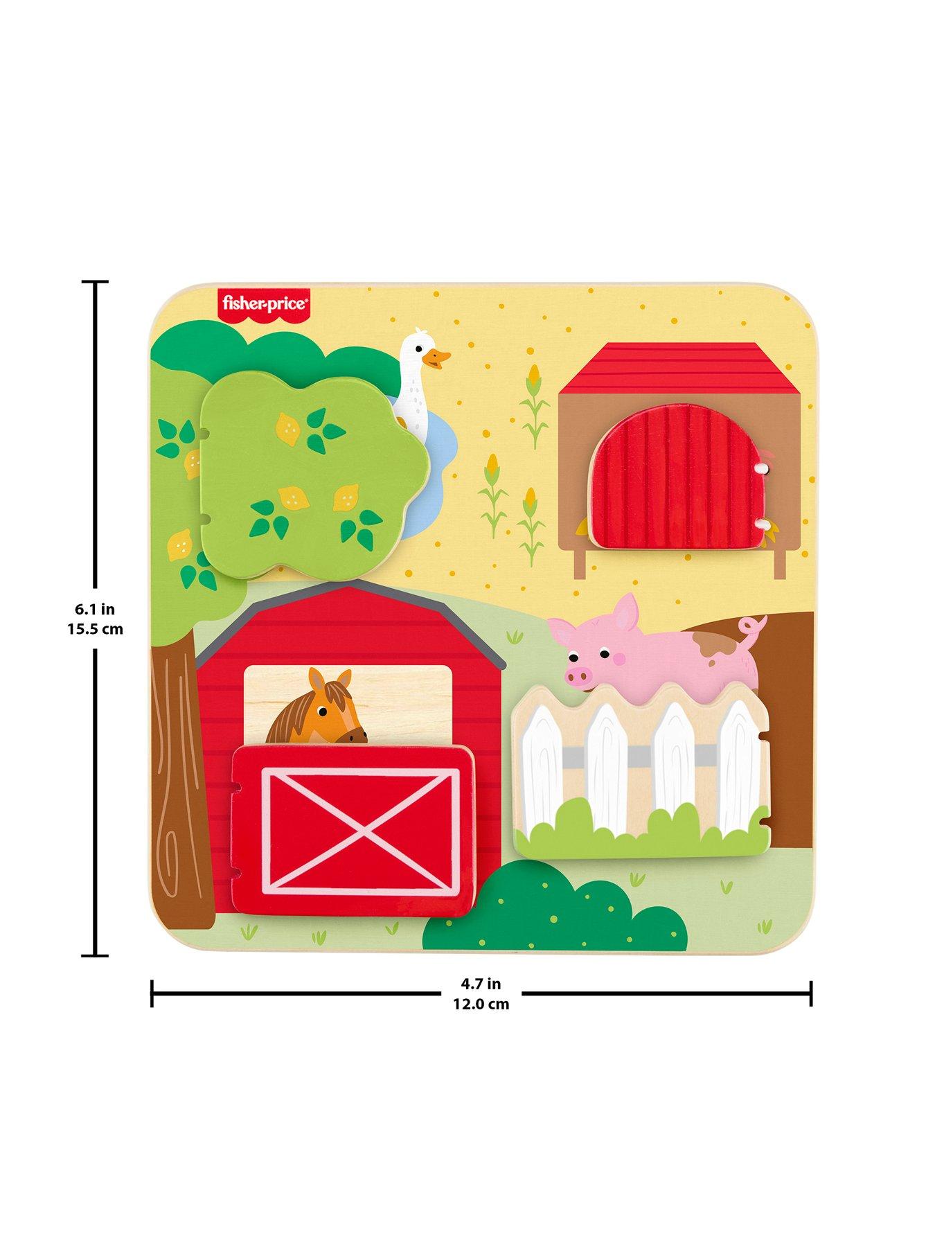 Image 6 of 7 of Fisher-Price Wooden Farm Animal Board Busy Activity Toy for Baby &amp; Toddler
