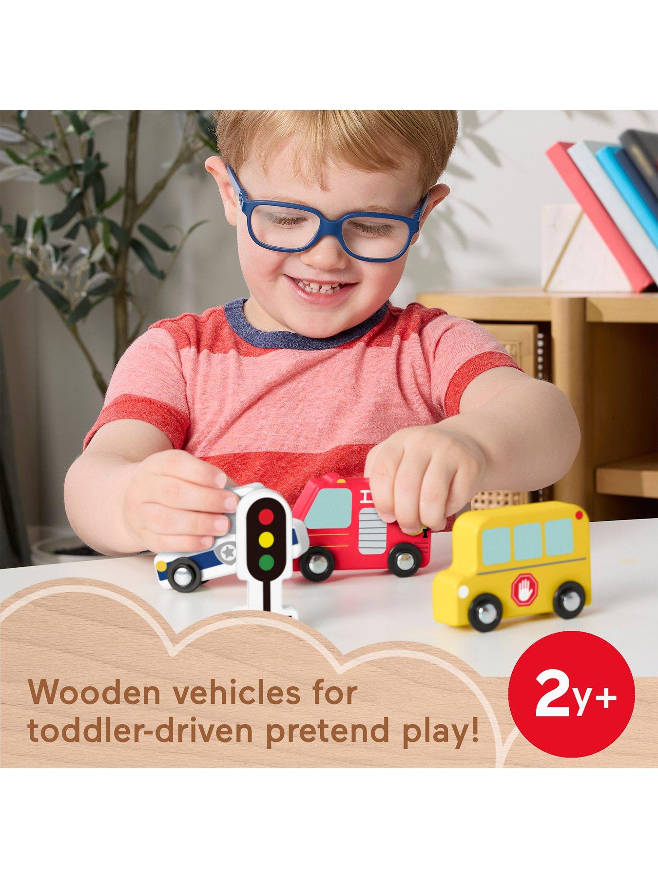 Image 2 of 7 of Fisher-Price Wooden Vehicle Pack, Push-Along Toys for Toddler Pretend Play