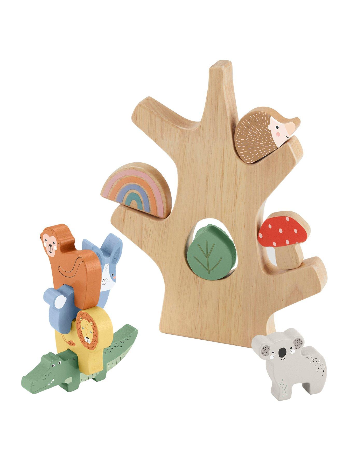 Image 1 of 7 of Fisher-Price Wooden Balance Tree Preschool Stacking Activity Toy, 10 Wood Pieces