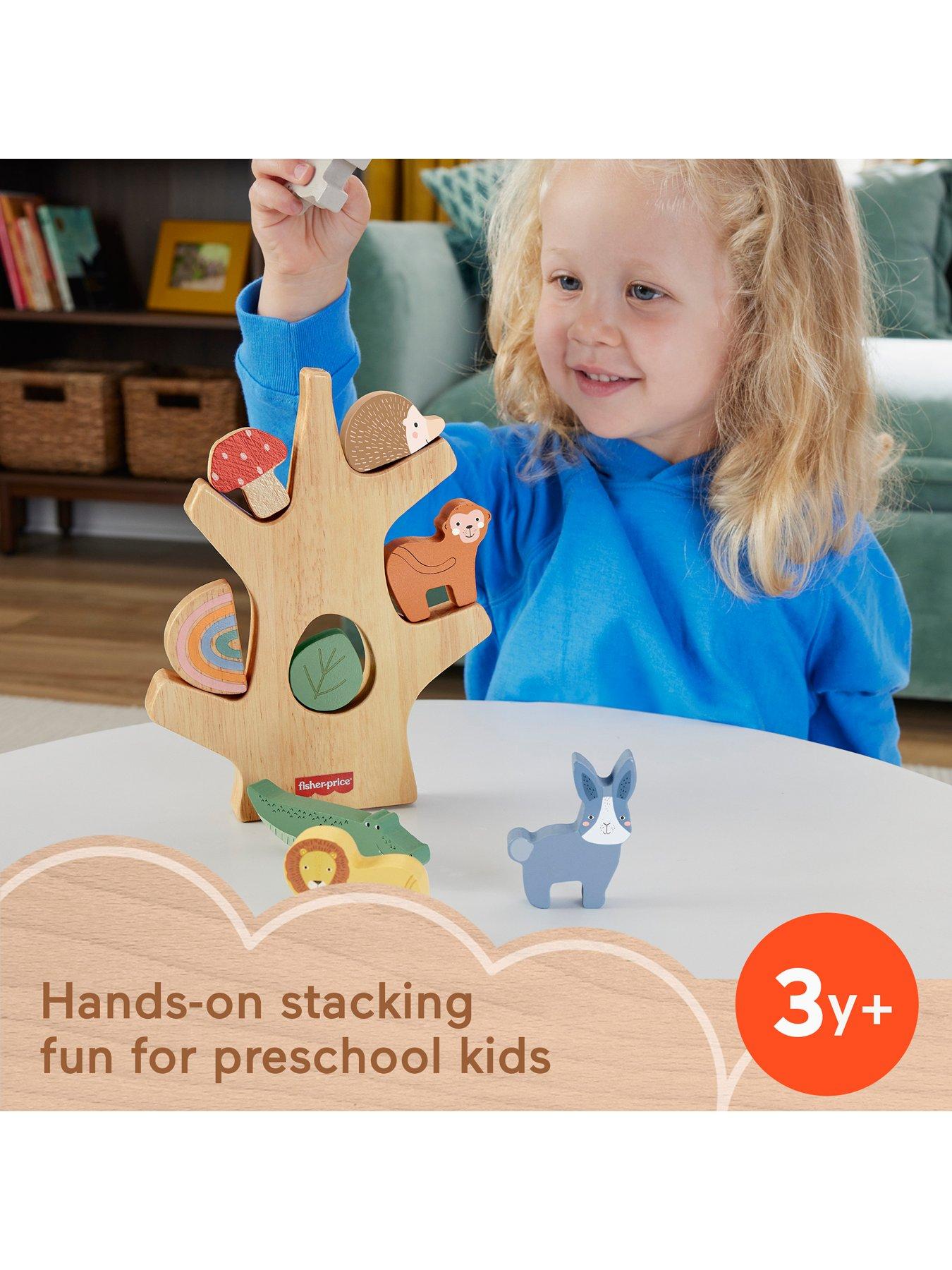 Image 2 of 7 of Fisher-Price Wooden Balance Tree Preschool Stacking Activity Toy, 10 Wood Pieces