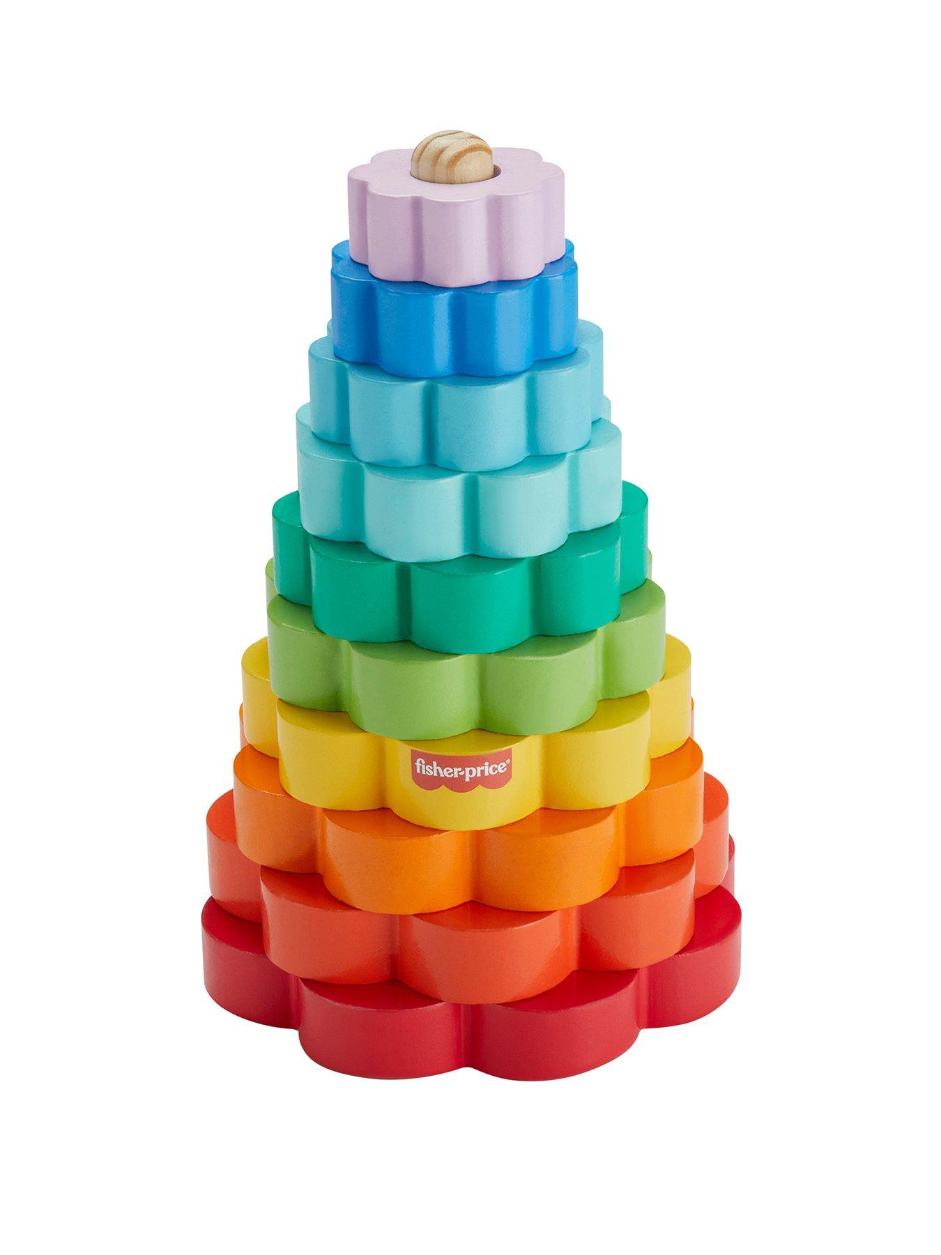 Image 1 of 7 of Fisher-Price Wooden Ring Stacker Toddler Fine Motor Toy, 10 Wood Pieces
