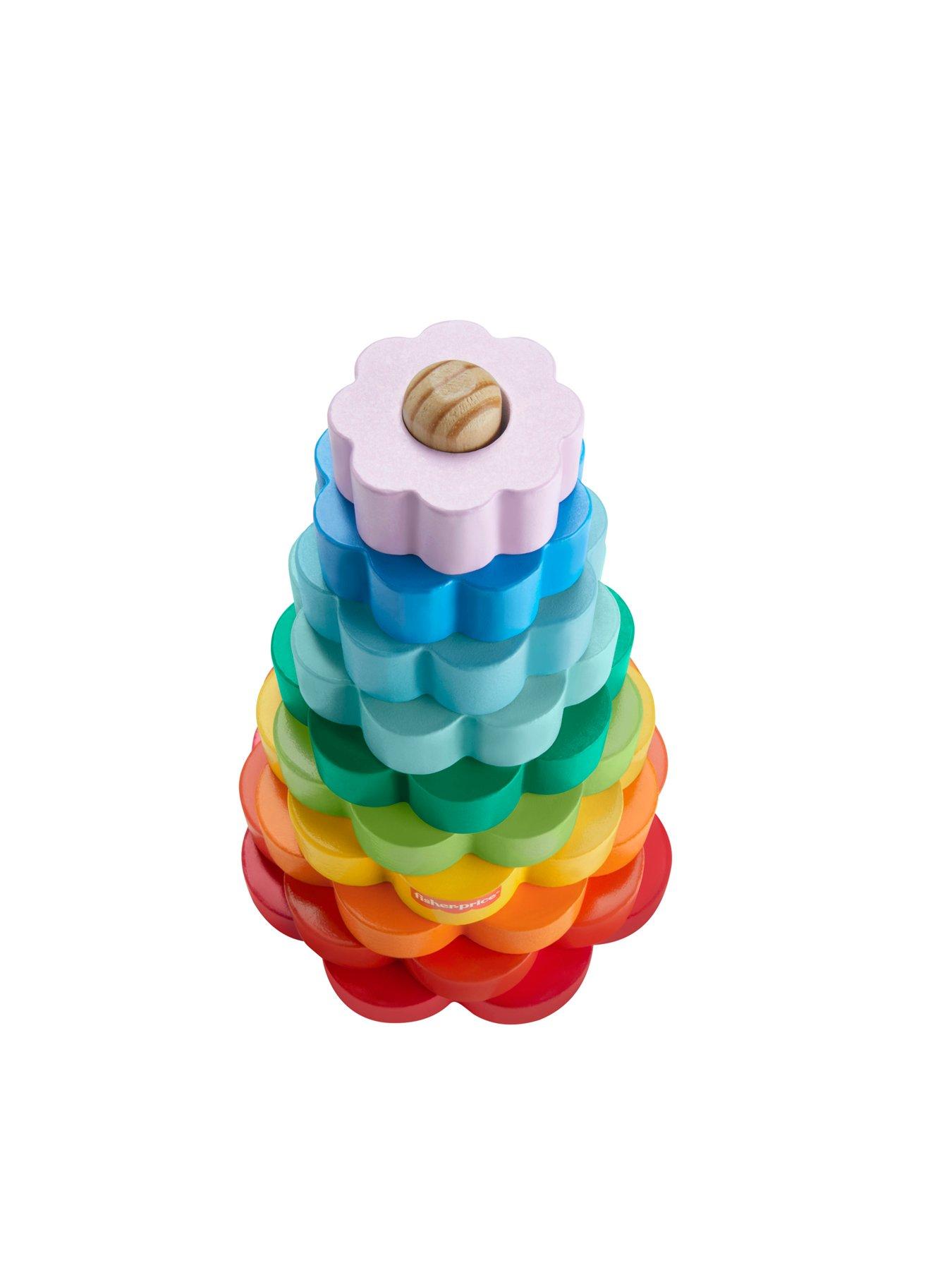 Image 5 of 7 of Fisher-Price Wooden Ring Stacker Toddler Fine Motor Toy, 10 Wood Pieces