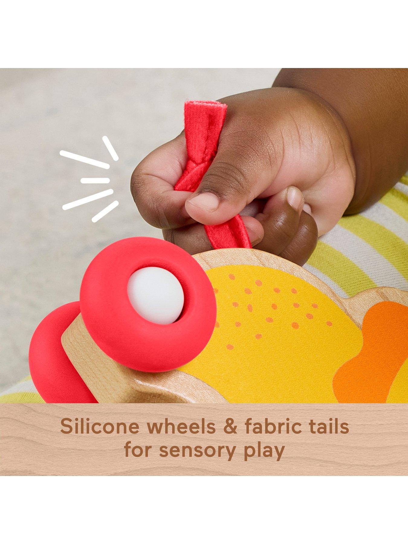 Image 3 of 7 of Fisher-Price Wooden Push Along Animals, Lion &amp; Zebra Toy Vehicles for Baby Crawling Play