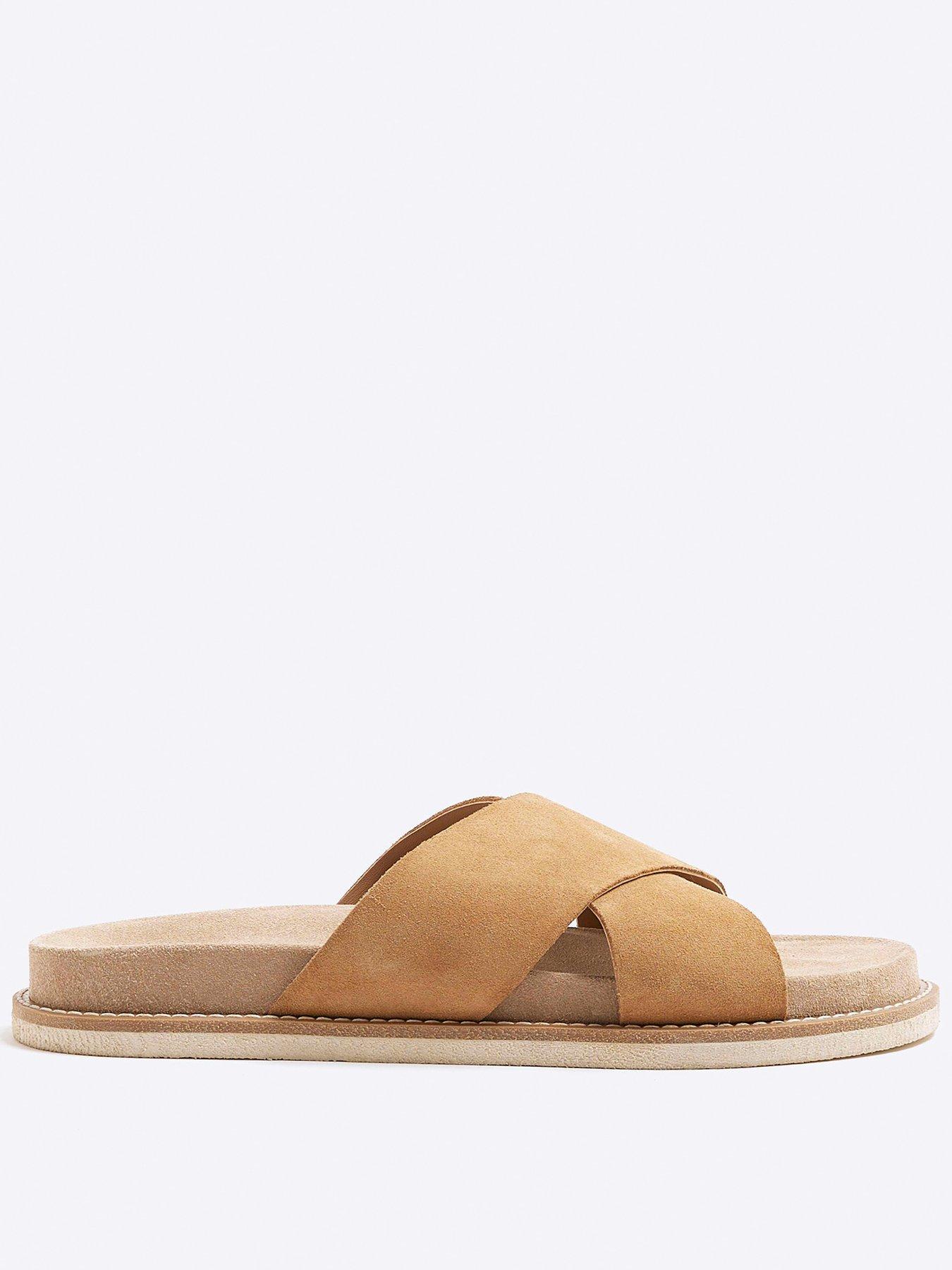 Image 1 of 5 of River Island Cross Over Sandals - Stone