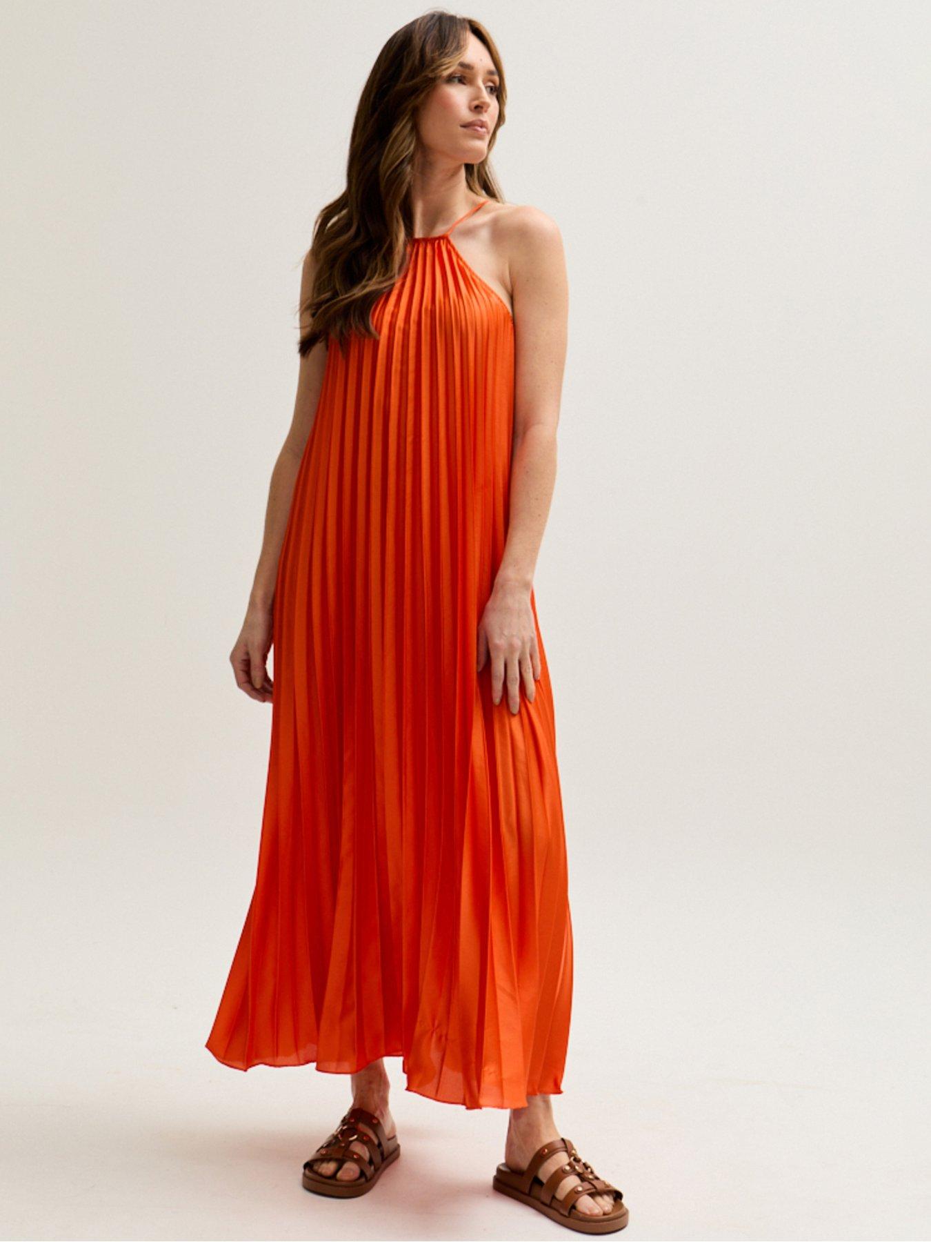 strapless open back dress Elma Halter Knit Maxi Dress - Orange main image 1