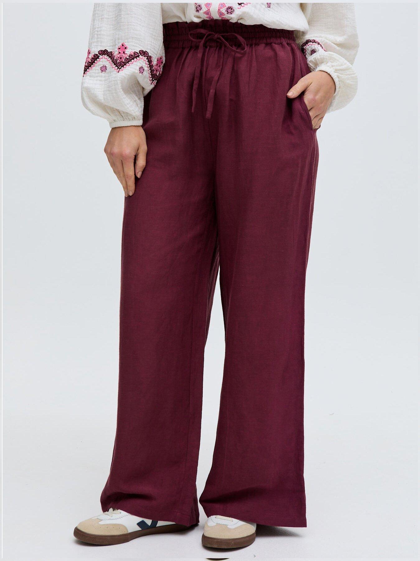 undefined Paulina Wide Leg Trouser - Burgundy