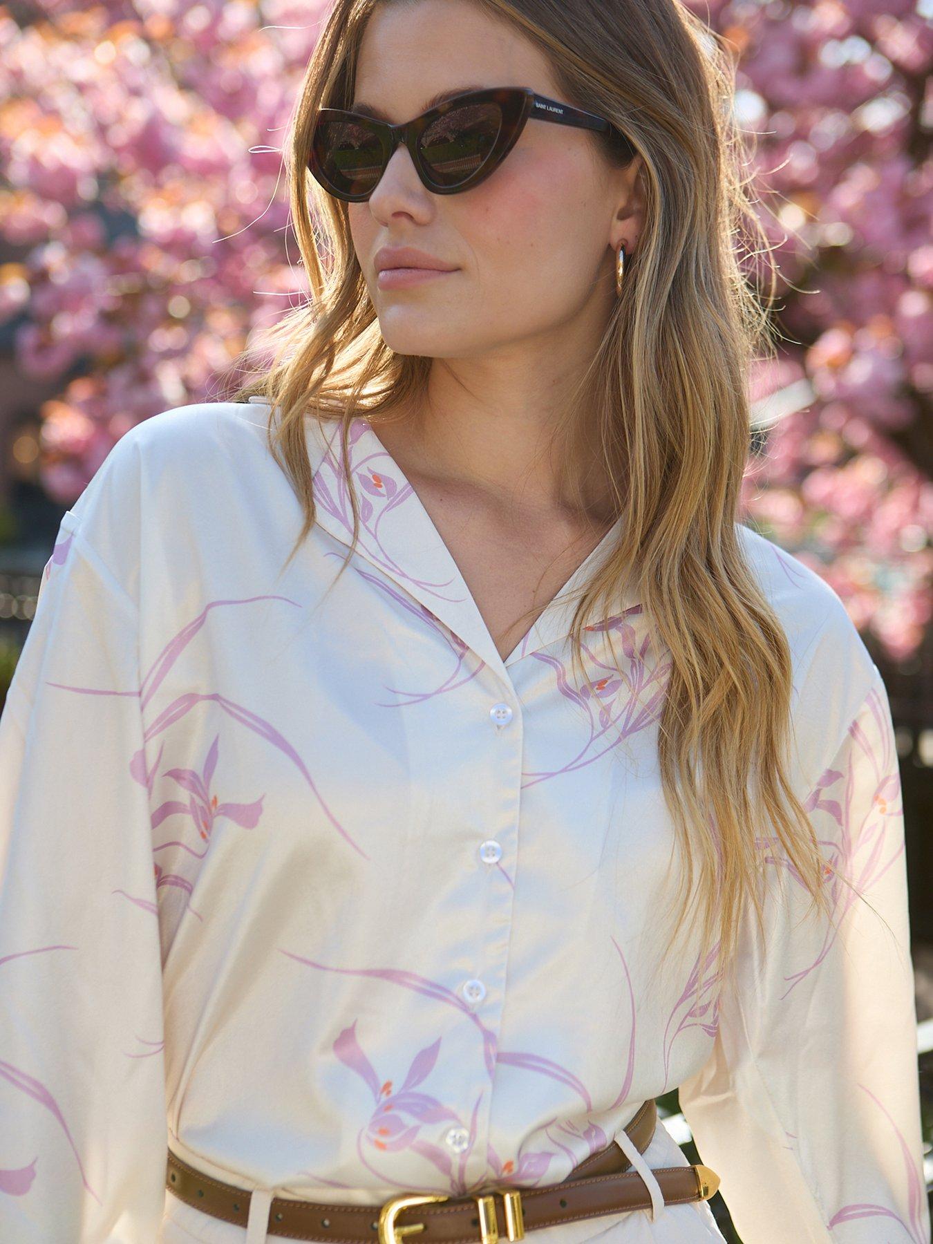 Image 1 of 5 of Lily & Lionel Lillibet Large Floral Print Shirt - Cream