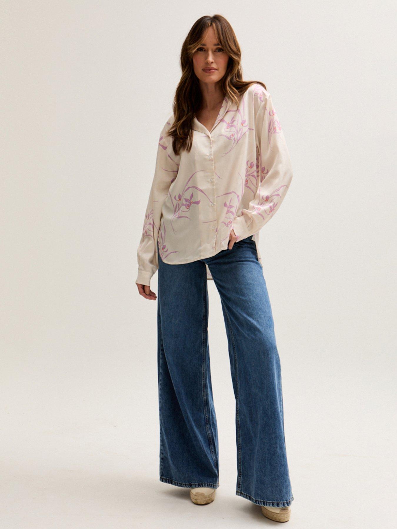 Image 4 of 5 of Lily & Lionel Lillibet Large Floral Print Shirt - Cream