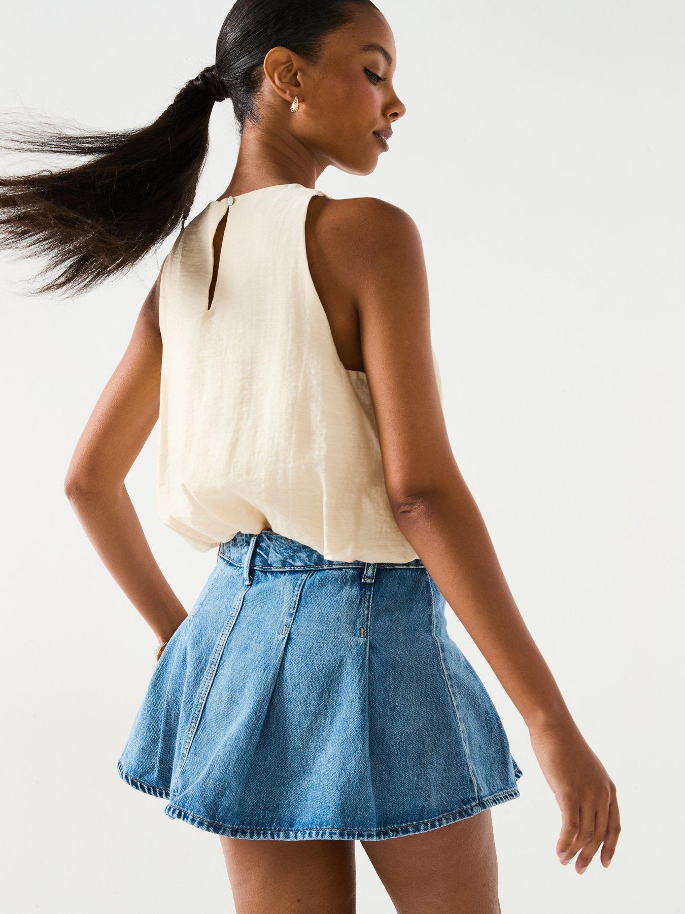 Image 2 of 5 of FREE PEOPLE Stephie Denim Skort - Blue