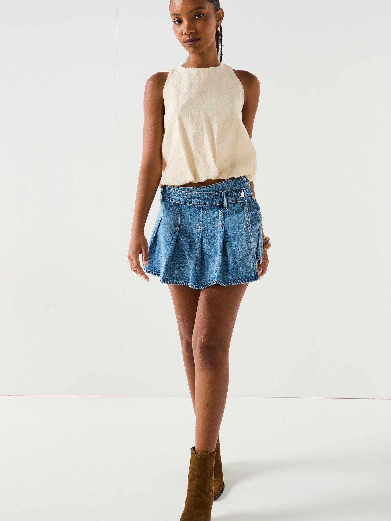 Image 3 of 5 of FREE PEOPLE Stephie Denim Skort - Blue