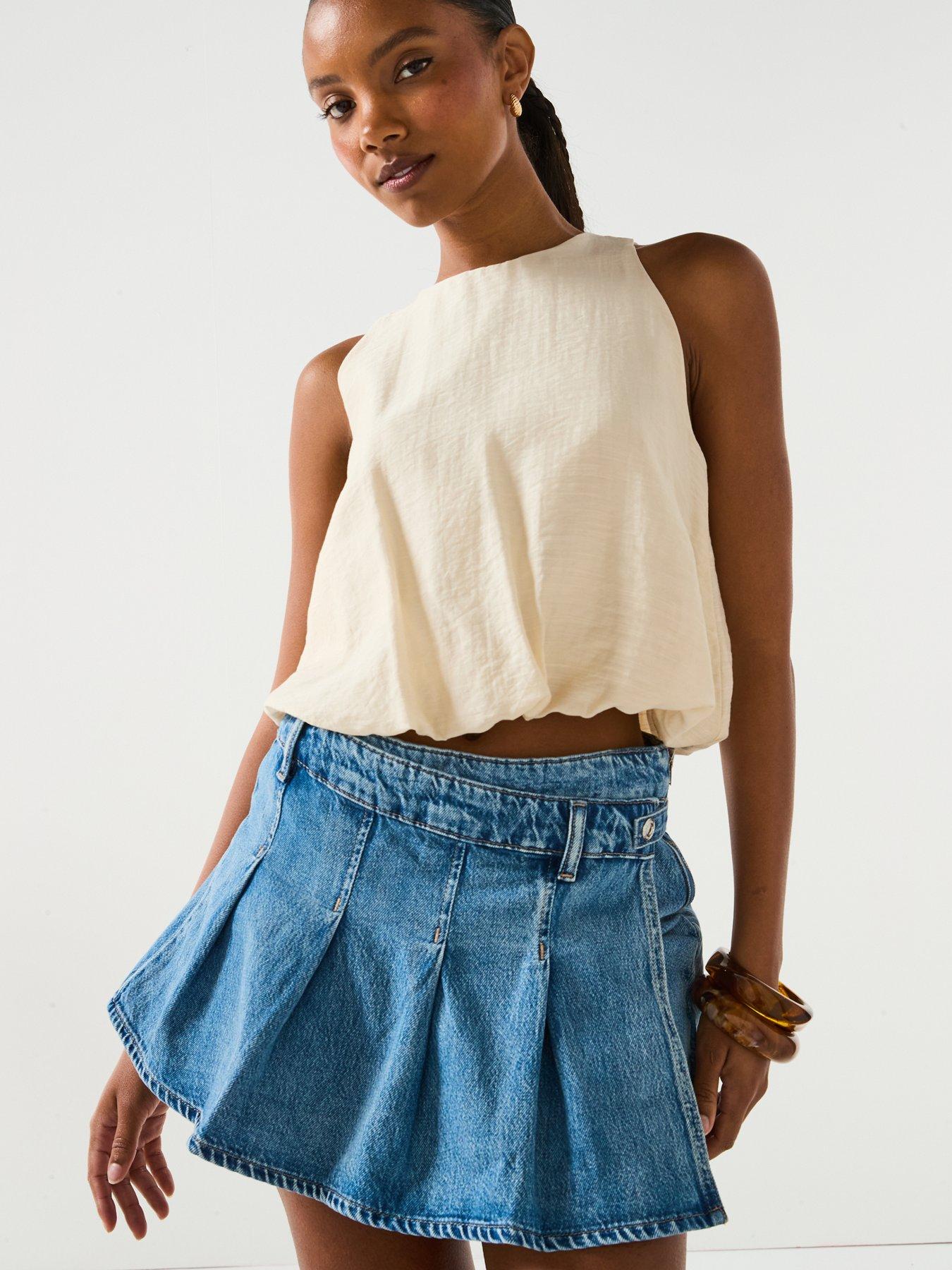 Image 4 of 5 of FREE PEOPLE Stephie Denim Skort - Blue
