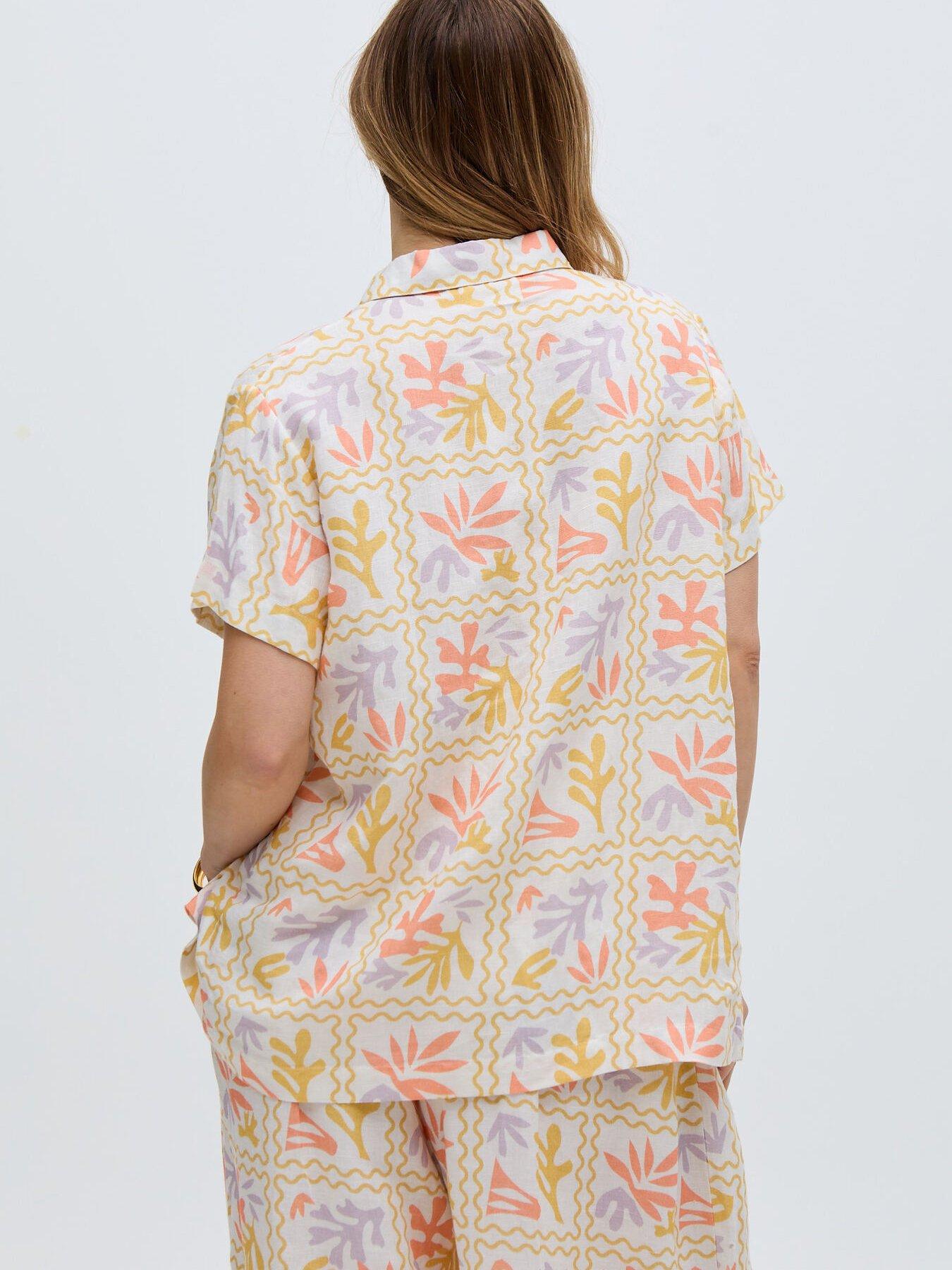 Image 2 of 5 of Raffya Matisse Button Down Patchwork Floral Print Shirt - Multi