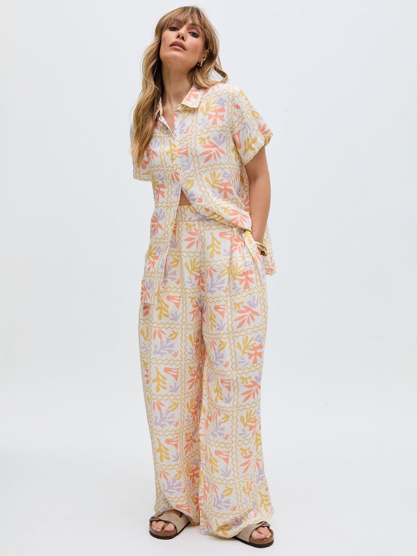 Image 3 of 5 of Raffya Matisse Button Down Patchwork Floral Print Shirt - Multi