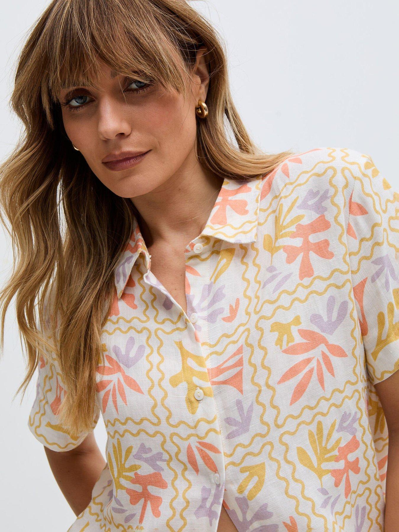 Image 5 of 5 of Raffya Matisse Button Down Patchwork Floral Print Shirt - Multi
