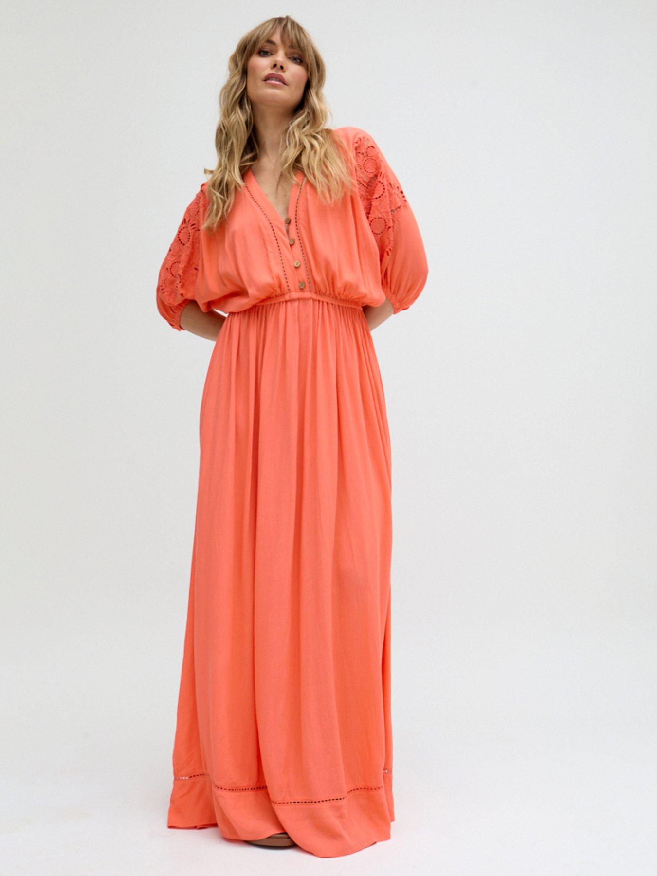 chinese dress ladies Ladies Full Length Maxi Kaftan Floral Dress in Cerise Pink – Looking Glam main image 1