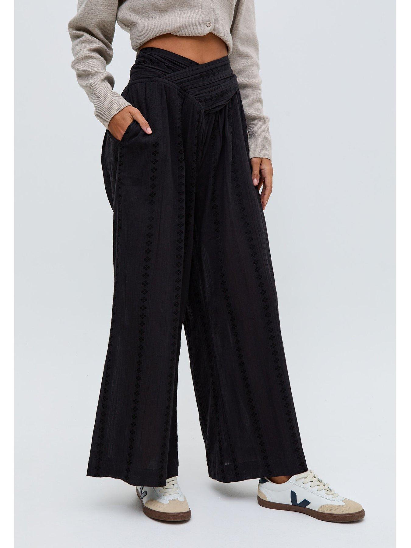 Image 5 of 6 of Raffya Farrah Wide Leg Jacquard Trouser - Black