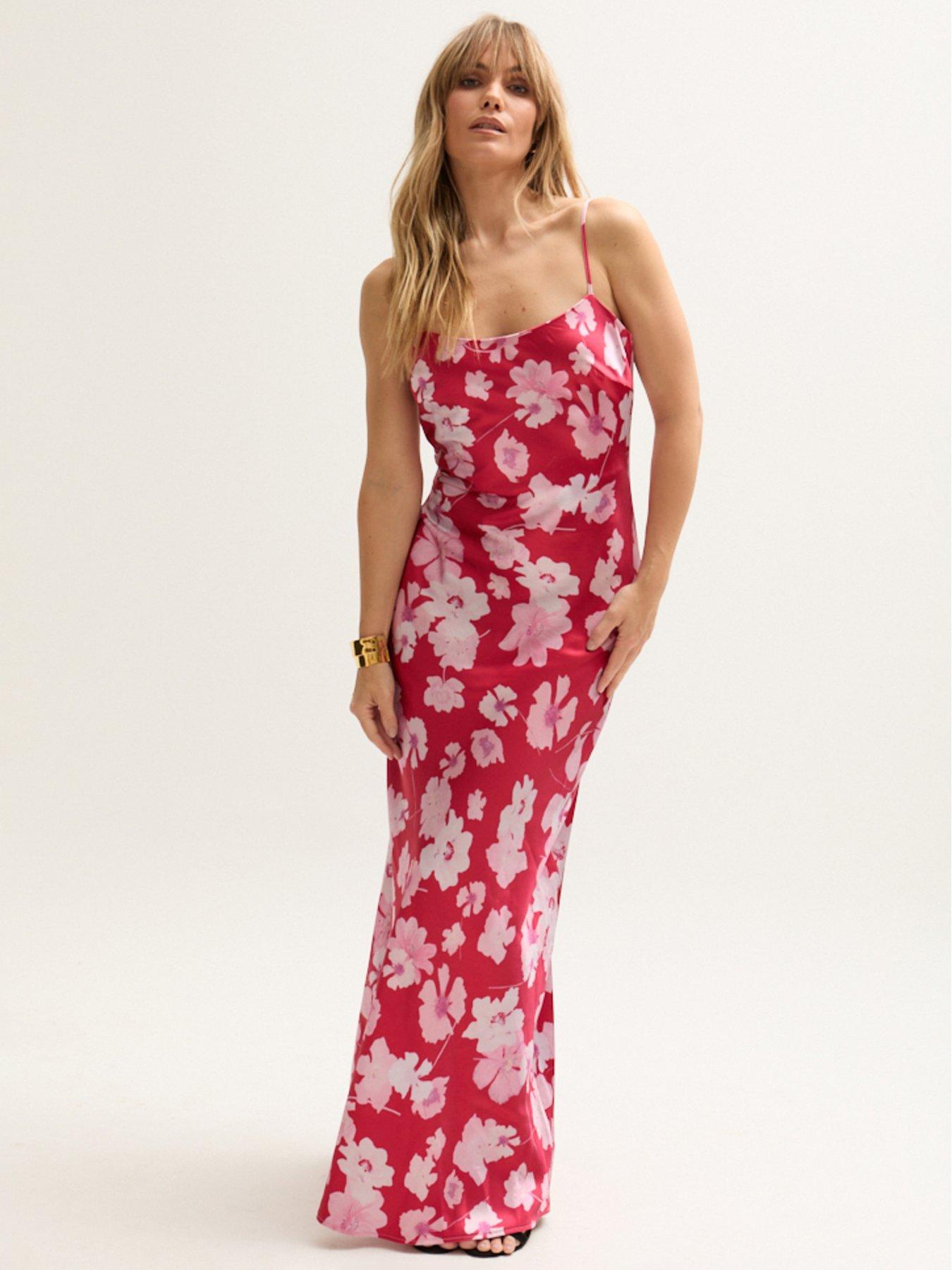 undefined Roxy Spaghetti Strap Savannah Print Maxi Dress - Red