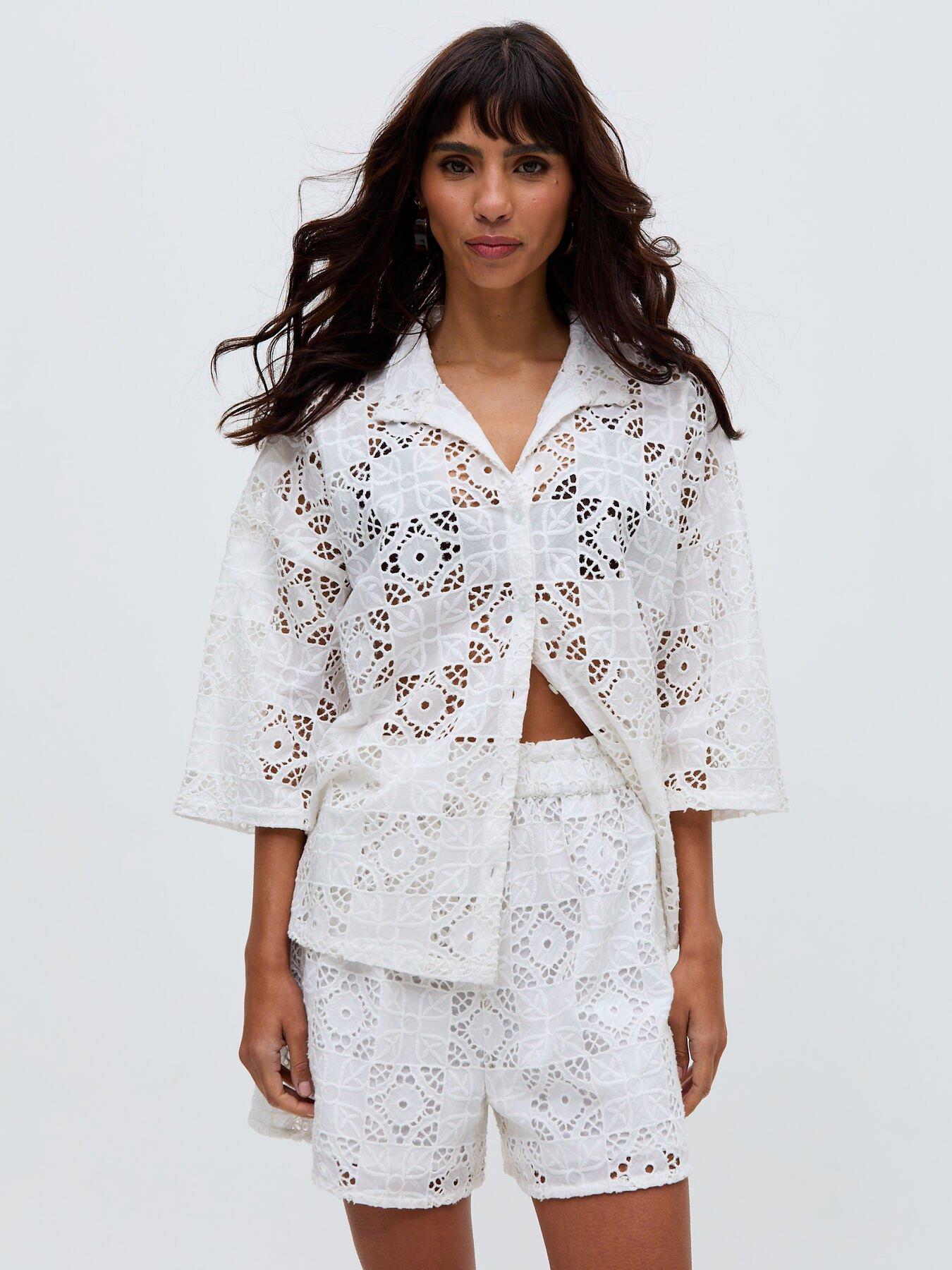 Image of Raffya Shelli All Over Broderie Anglaise Short - White
