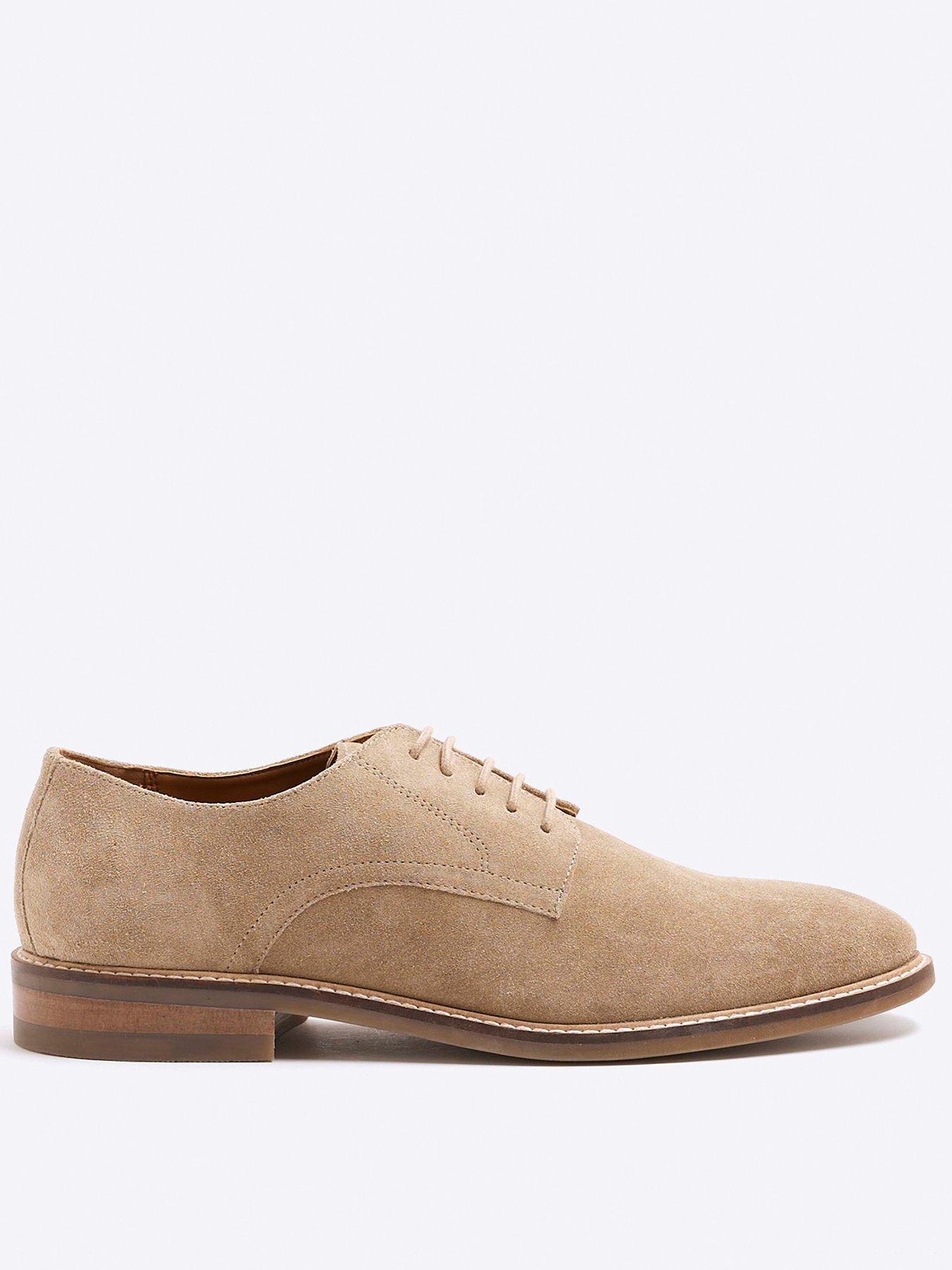 undefined Formal Suede Lace Up Derby Shoes - Stone