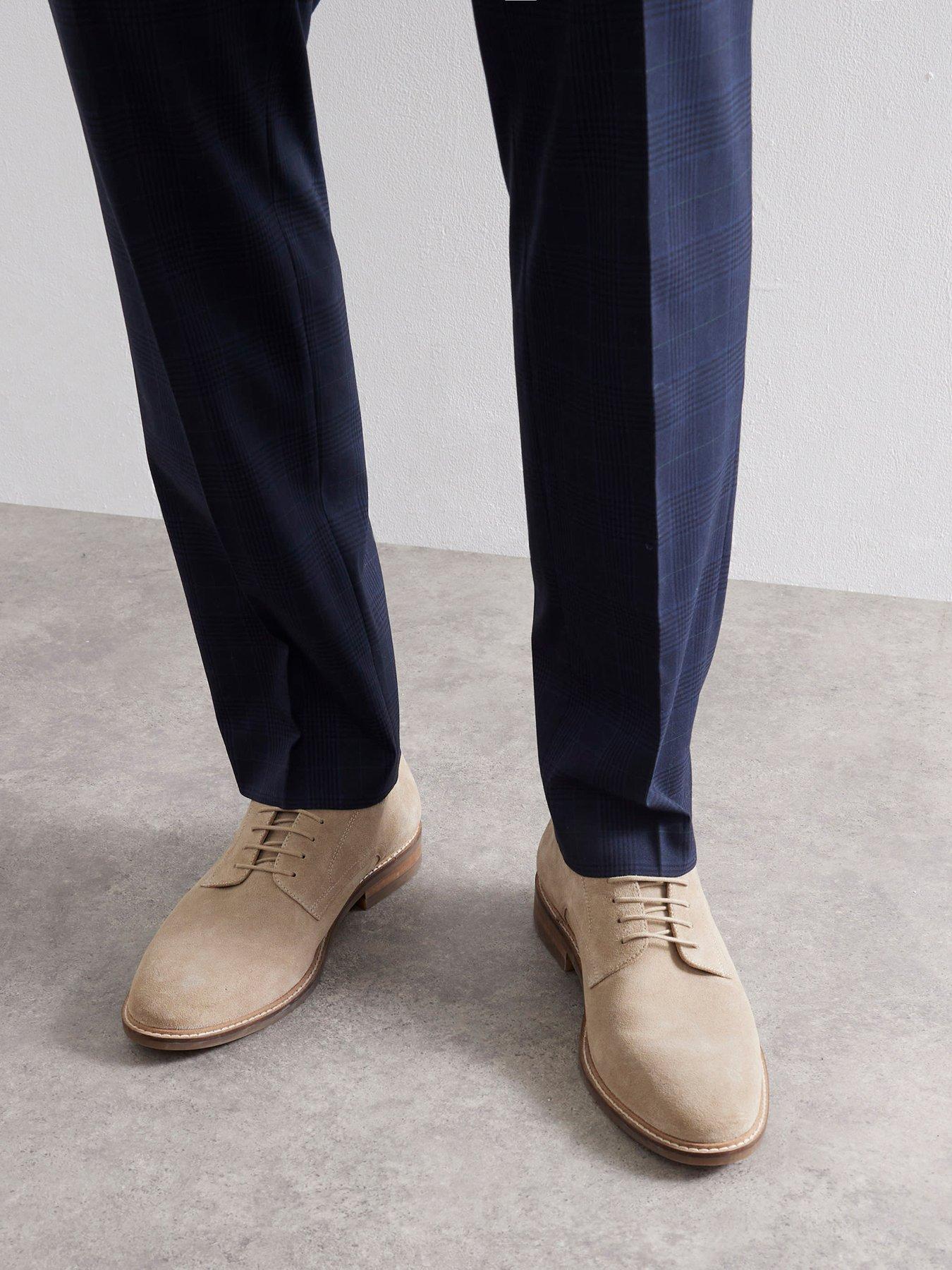 Image 2 of 5 of River Island Formal Suede Lace Up Derby Shoes - Stone